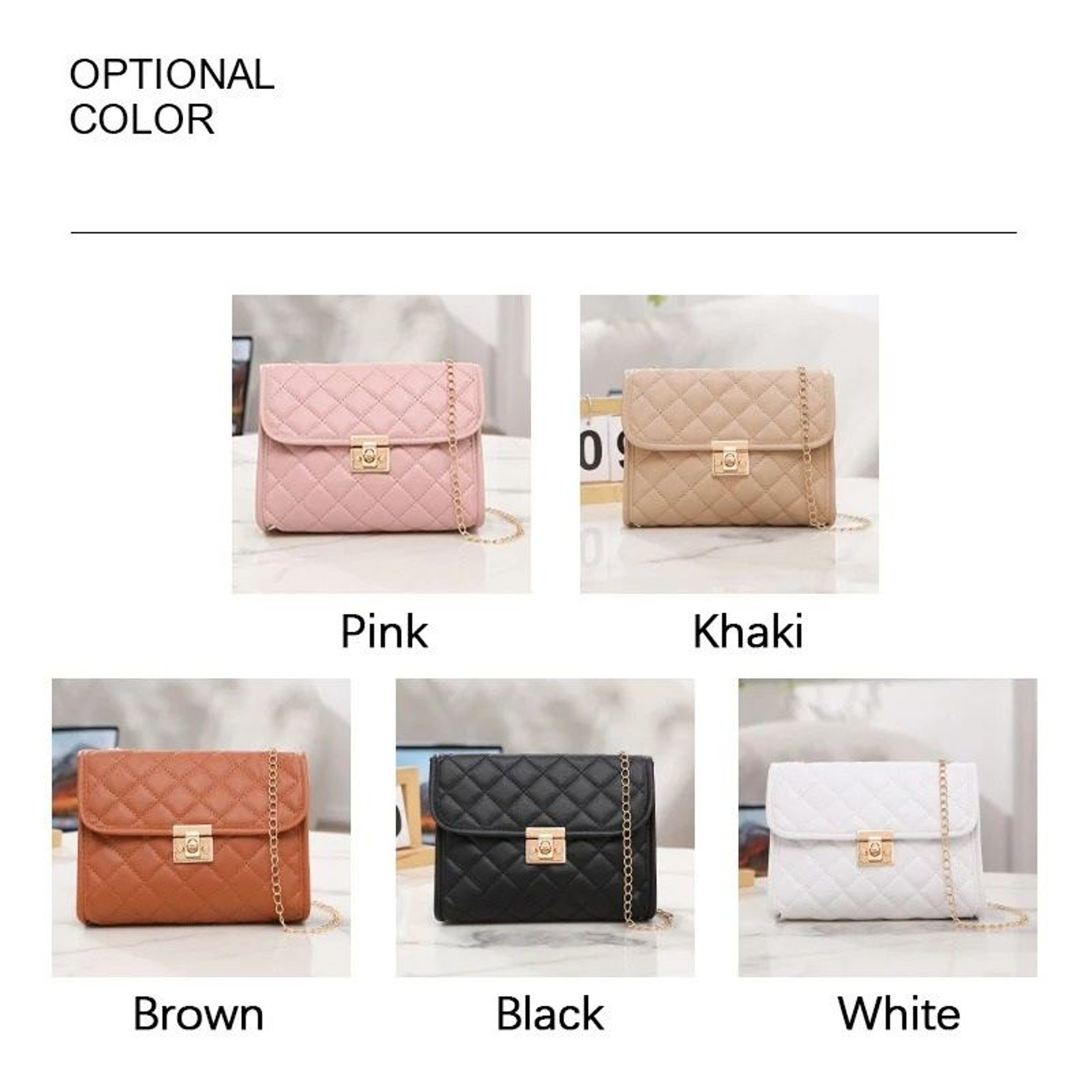 Embroidered Checkered Crossbody Chain Bag 6