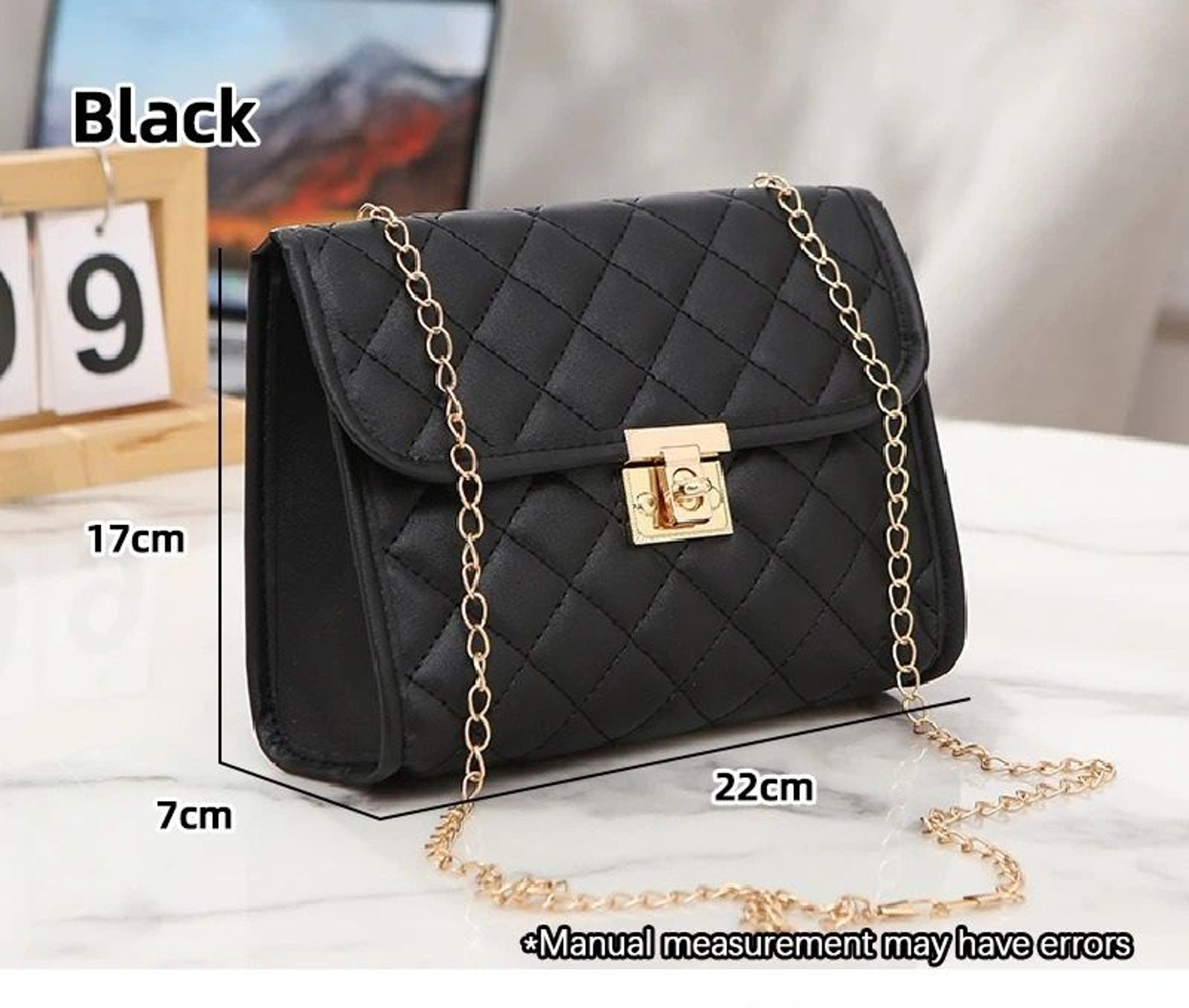 Embroidered Checkered Crossbody Chain Bag 7