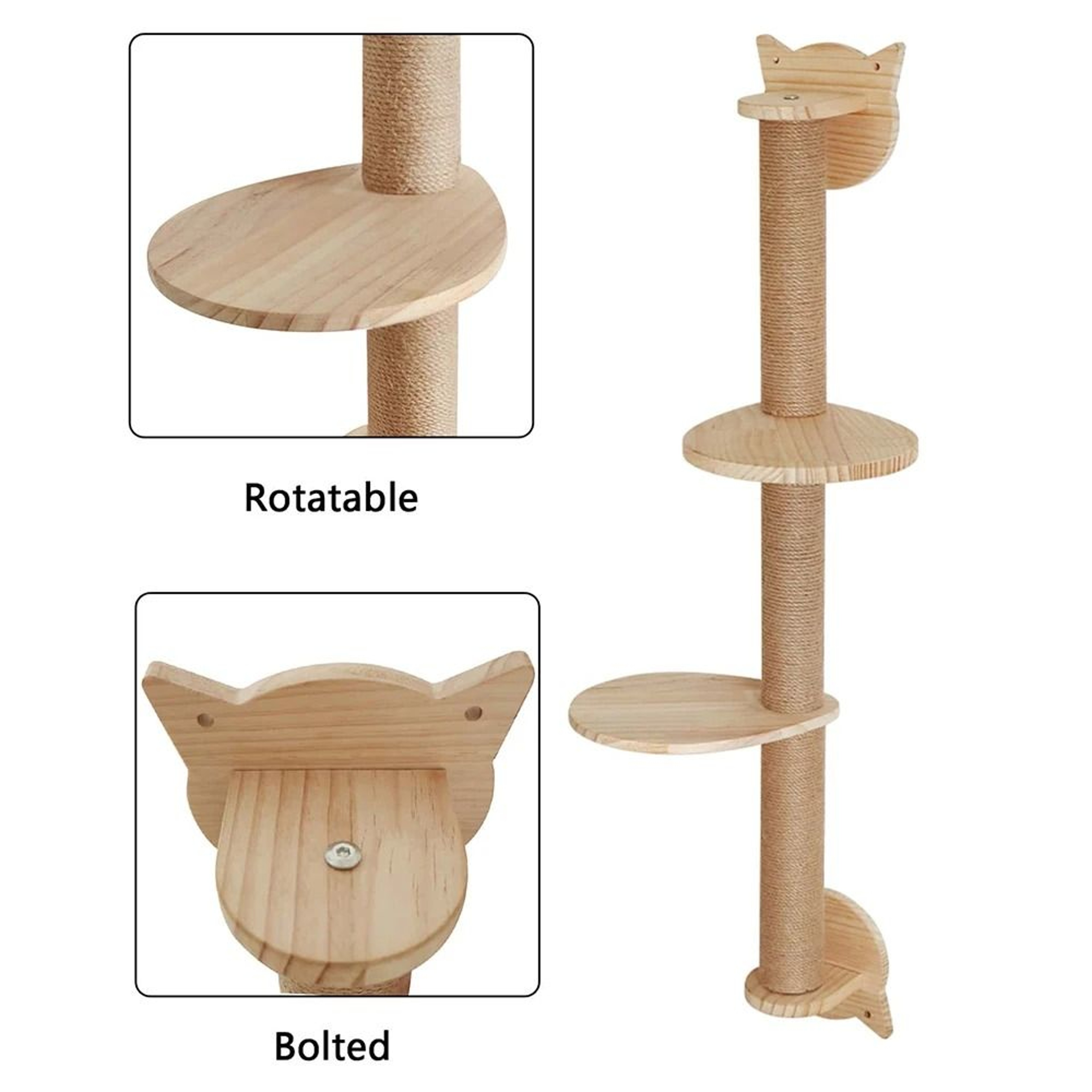 Vertical WallMounted Cat Scratching Tower With Perch Platforms 2
