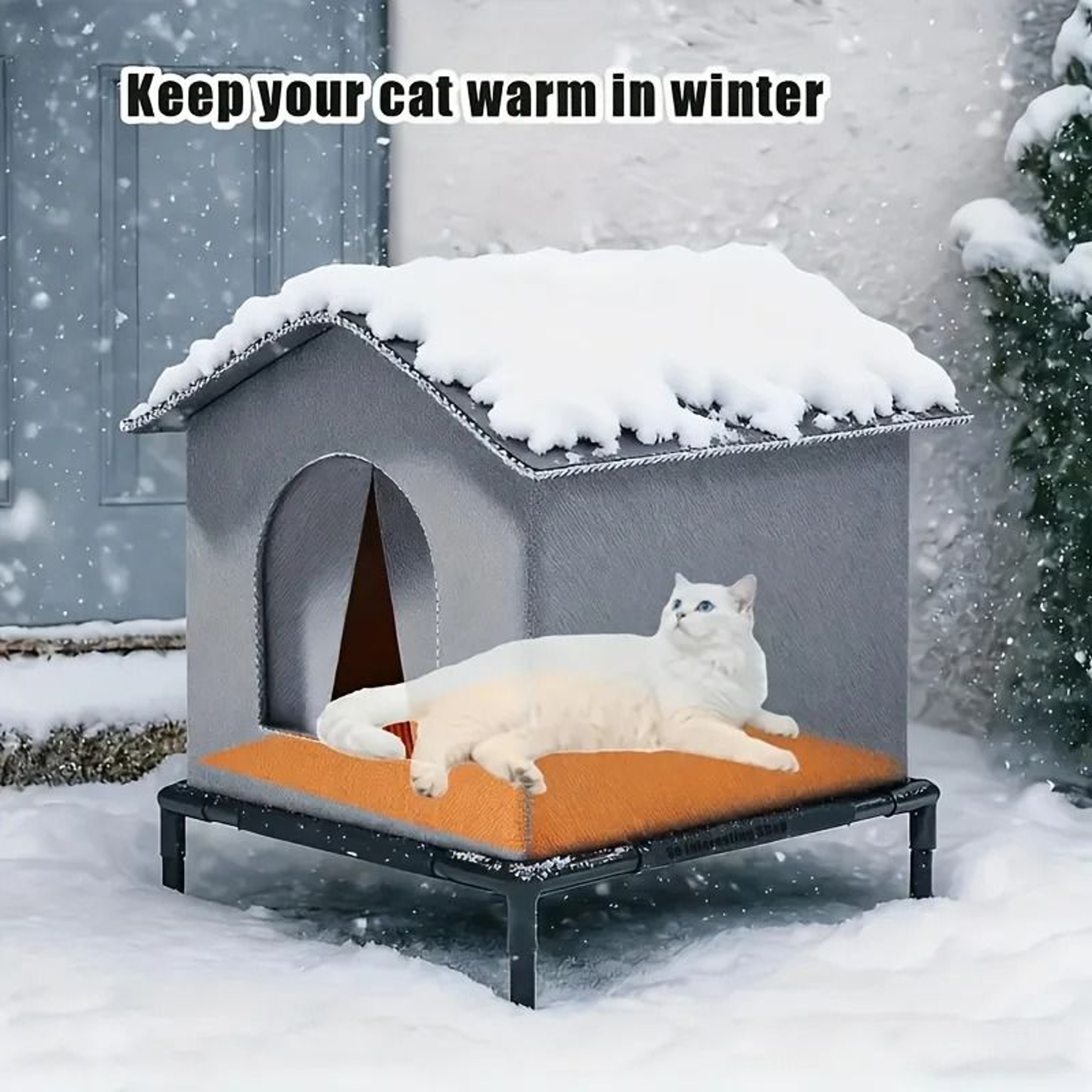 Outdoor Insulated Cat House With Stand 3