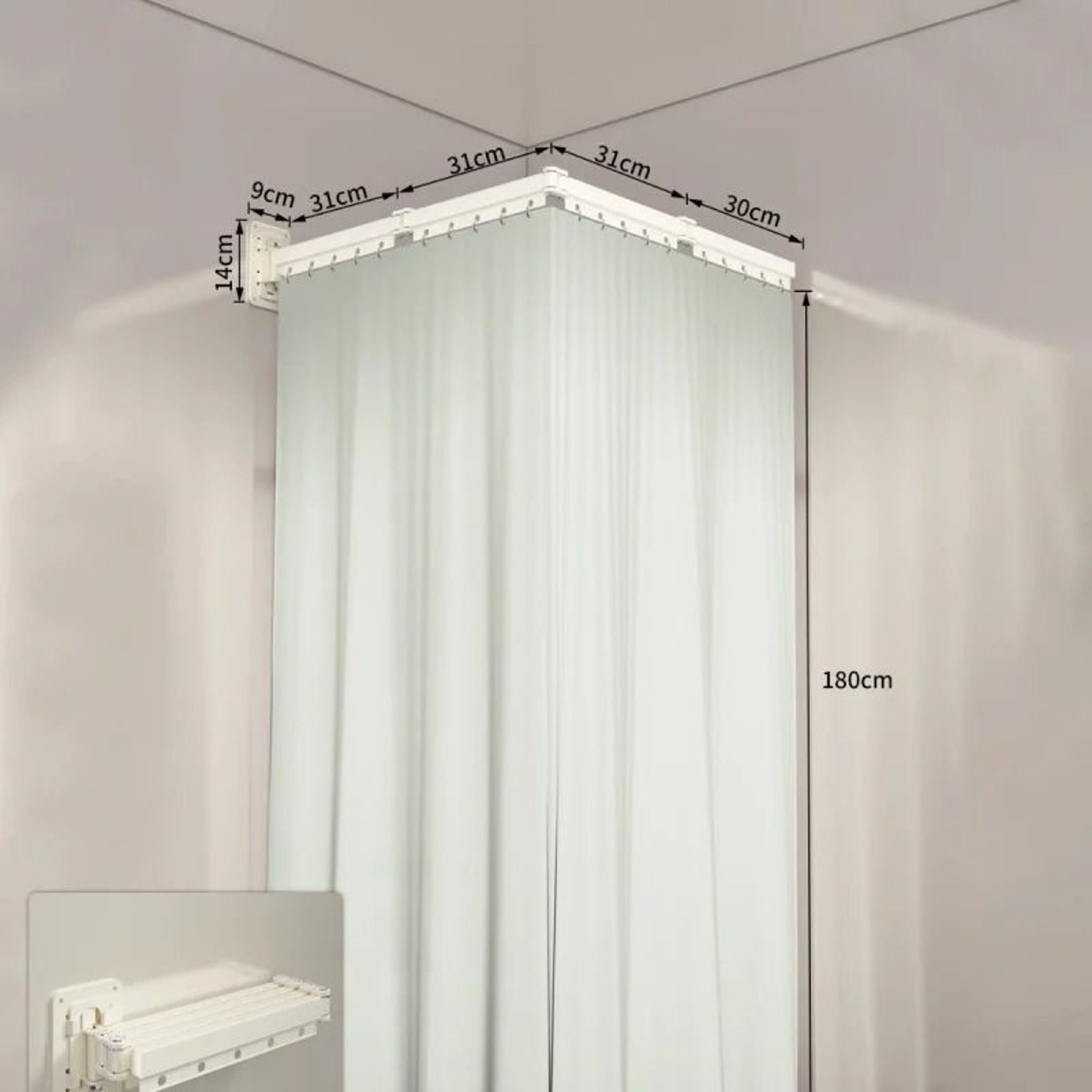 Invisible Folding Shower Partition And Waterproof Curtain Set 8