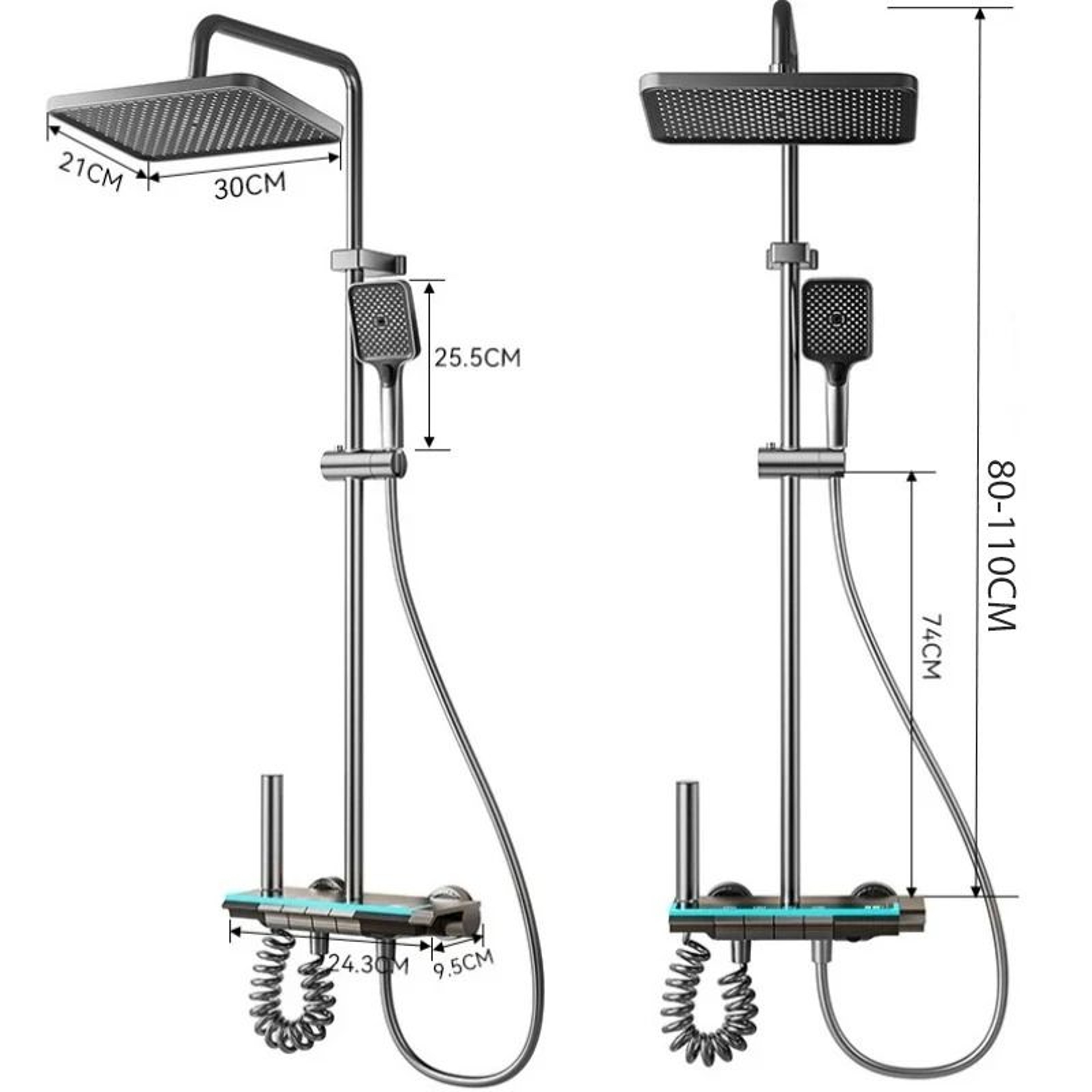 Luxury 4 Function Digital Display Shower System With Rainfall Head 5