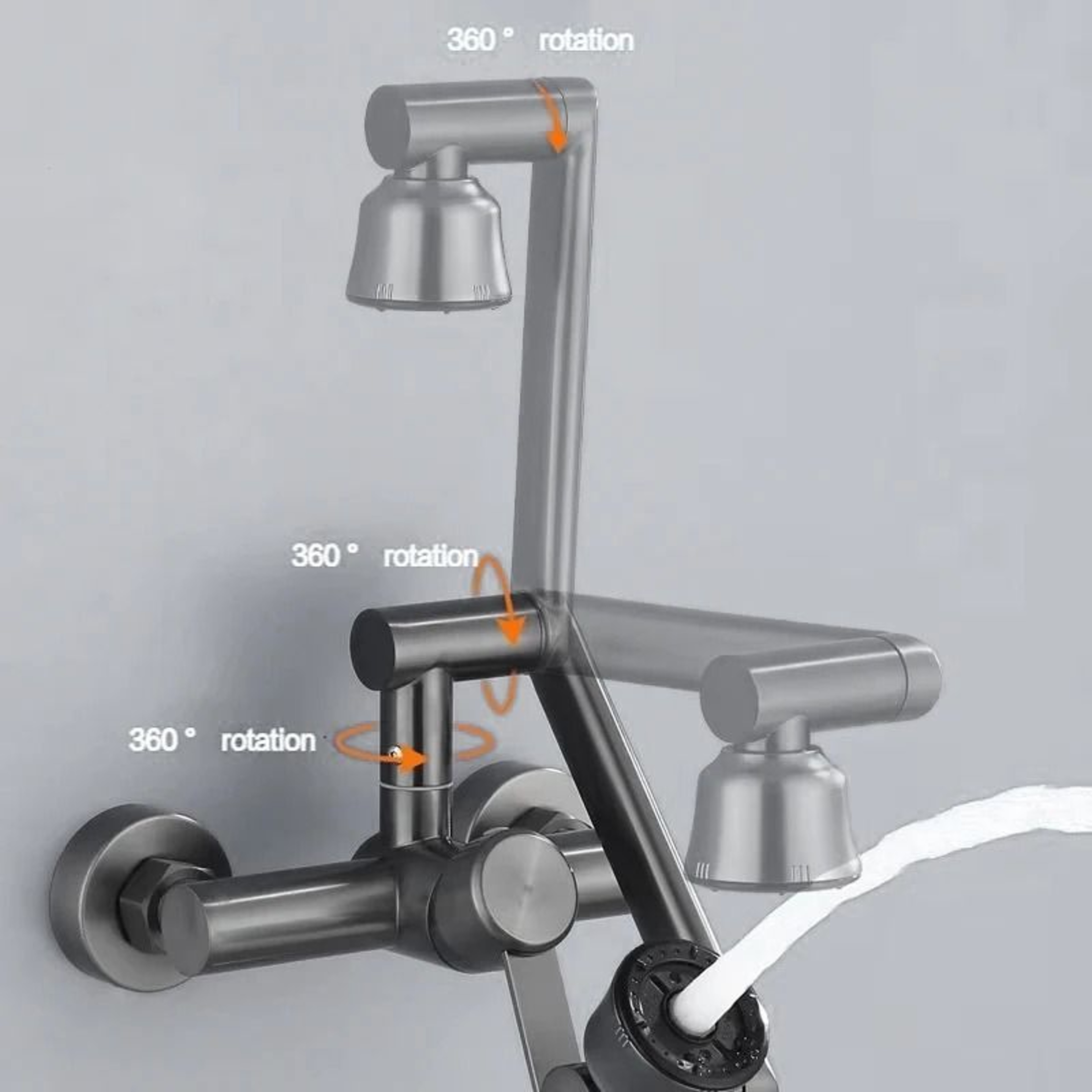 Stainless Steel 4 Mode Wall Mounted Kitchen Faucet 4
