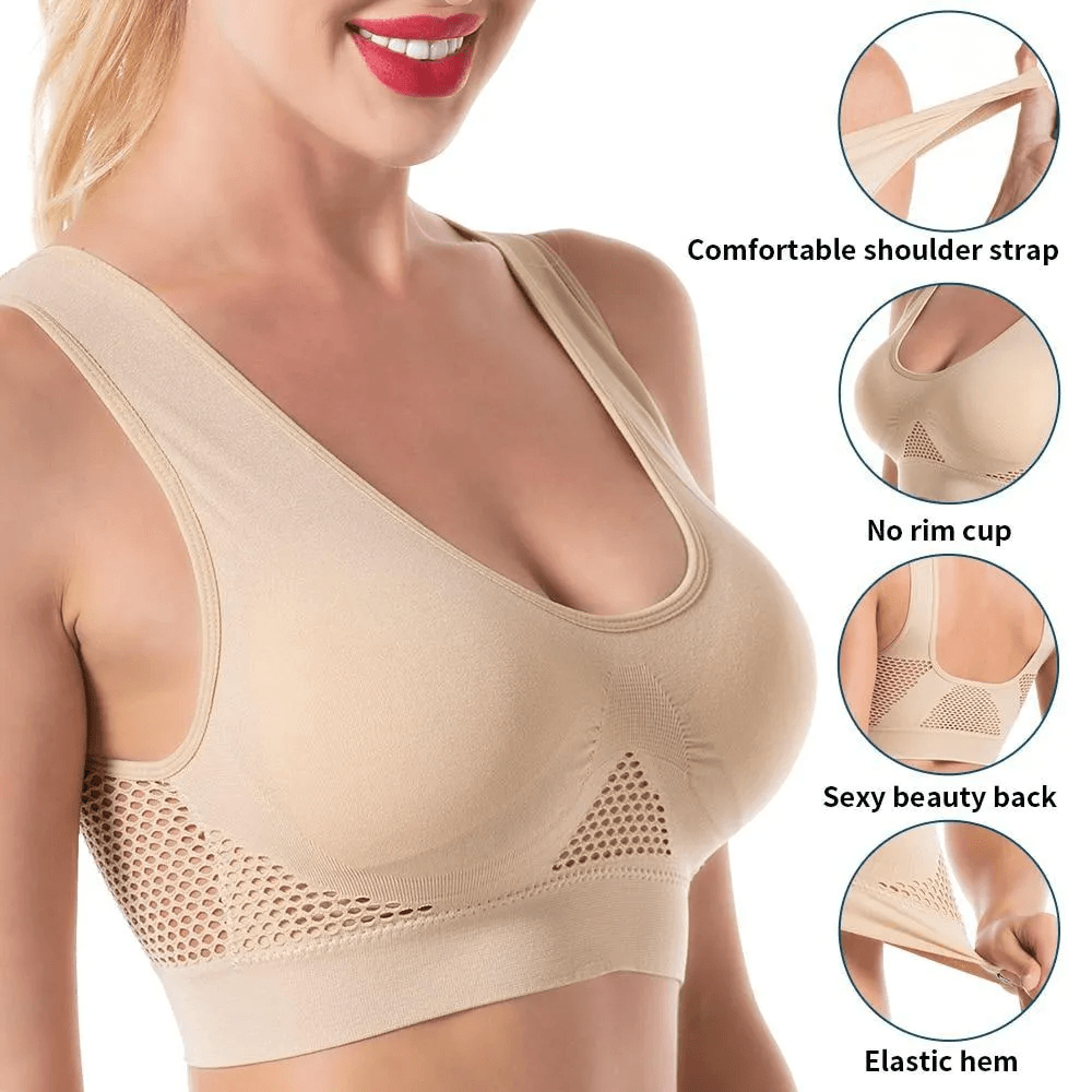 Women Seamless Sports Bra Top With Removable Padding Breathable Fitness Bra 2
