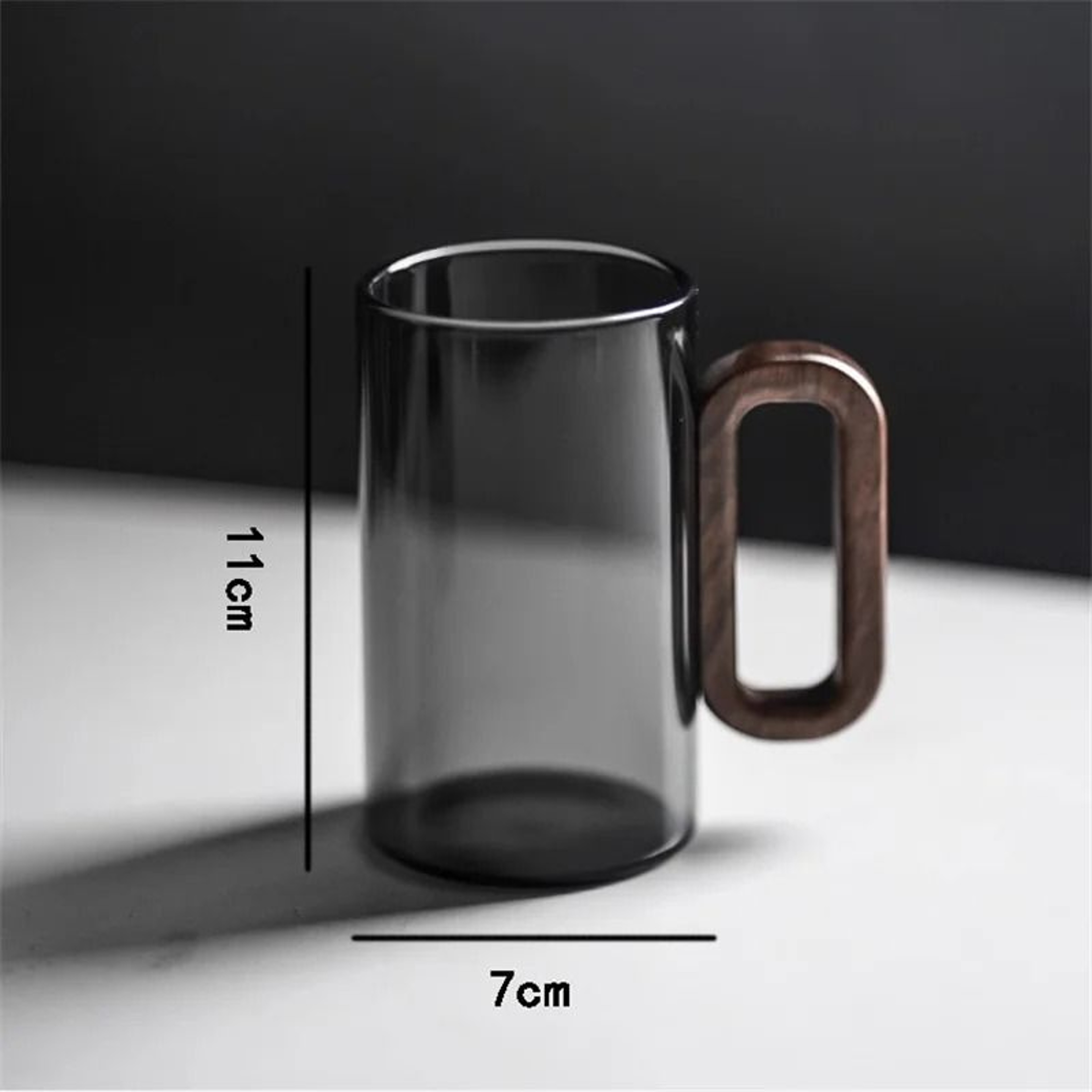 High Borosilicate Glass Coffee Cup With Walnut Wooden Handle 7
