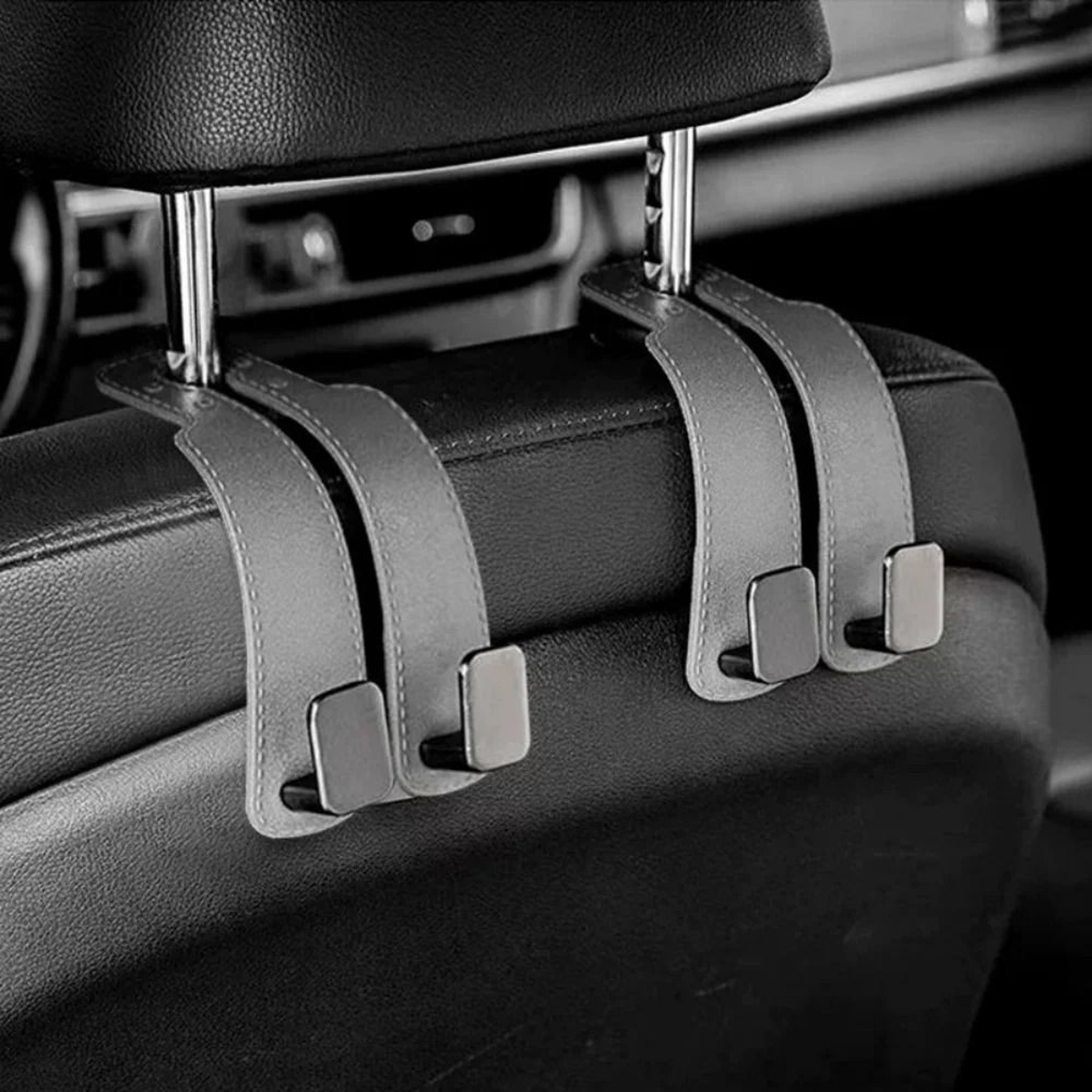 Universal Vegan Leather Car Headrest Hook And Luxury Interior Organizer 1
