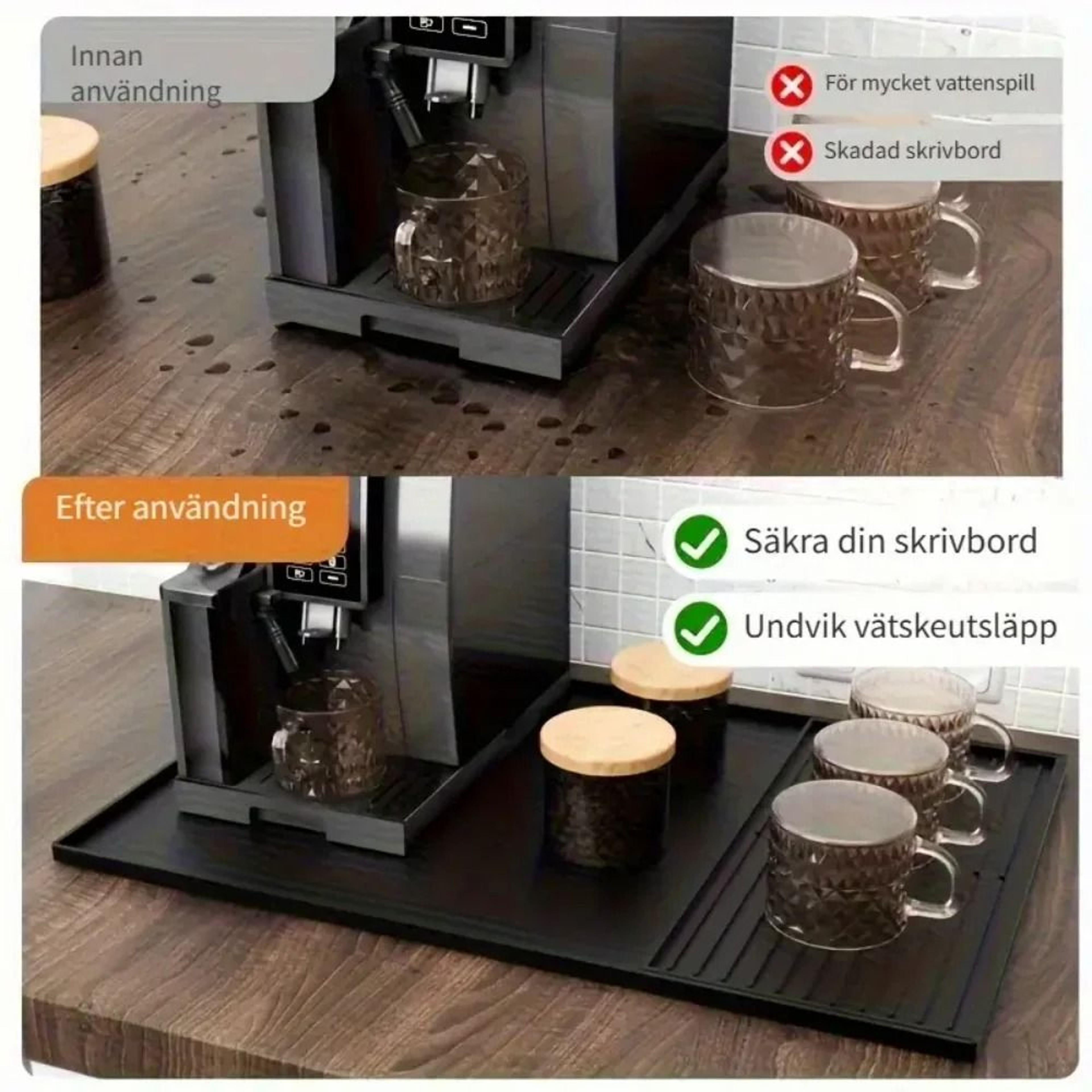 Professional HighGrip Silicone Coffee Station Mat With Raised Containment Edges 4