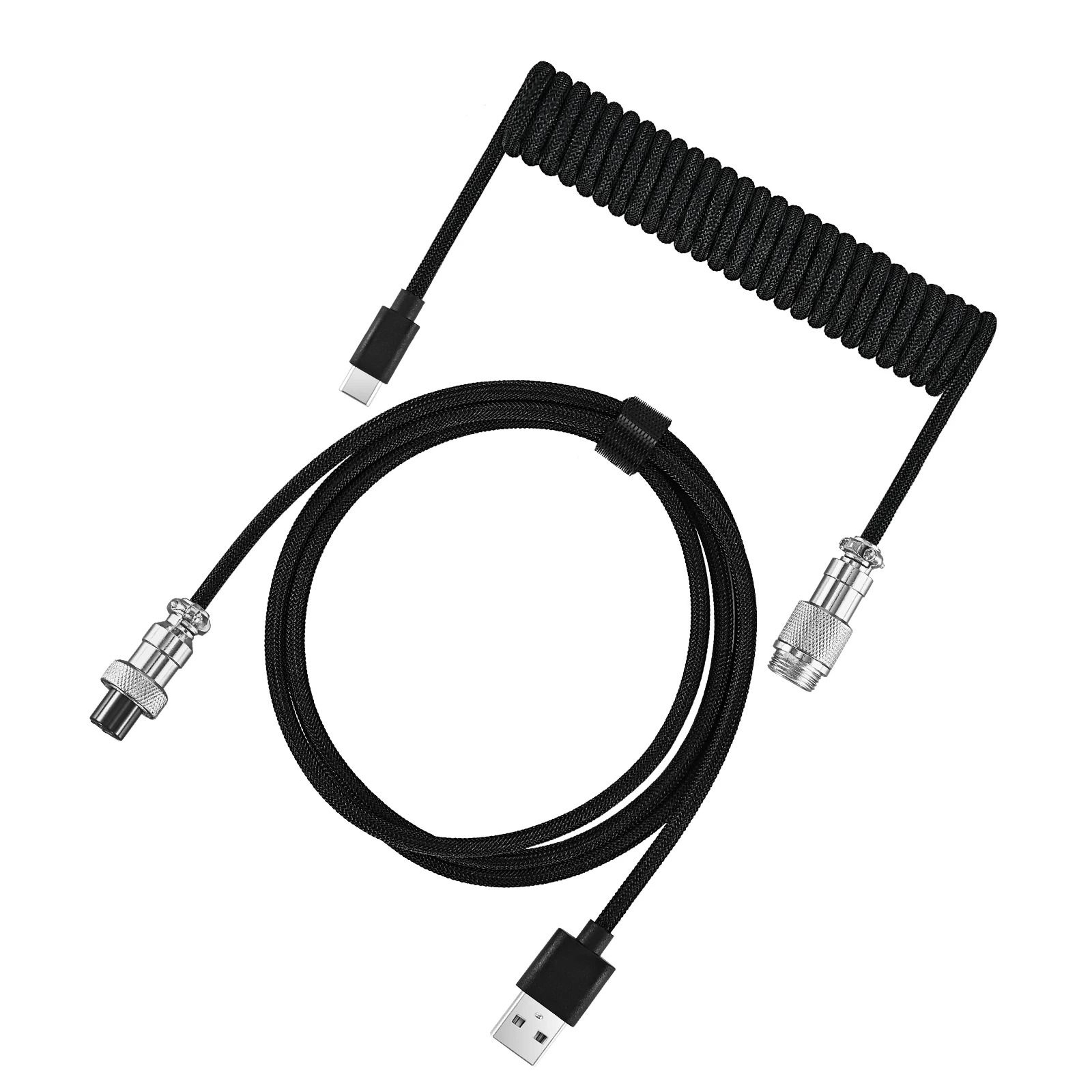 Professional Custom Coiled Mechanical Keyboard Cable With Aviator Aviation Connector 7