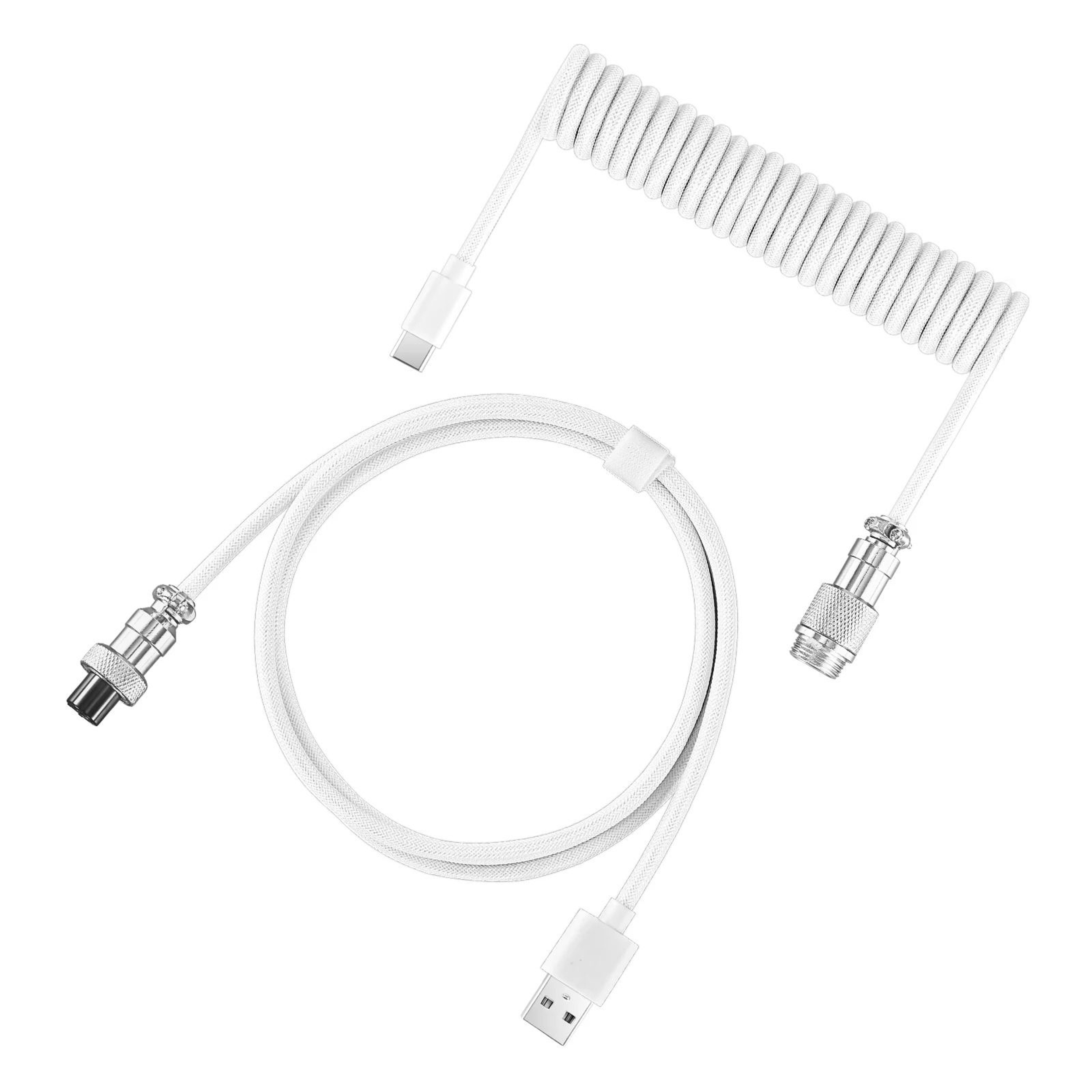 Professional Custom Coiled Mechanical Keyboard Cable With Aviator Aviation Connector 8