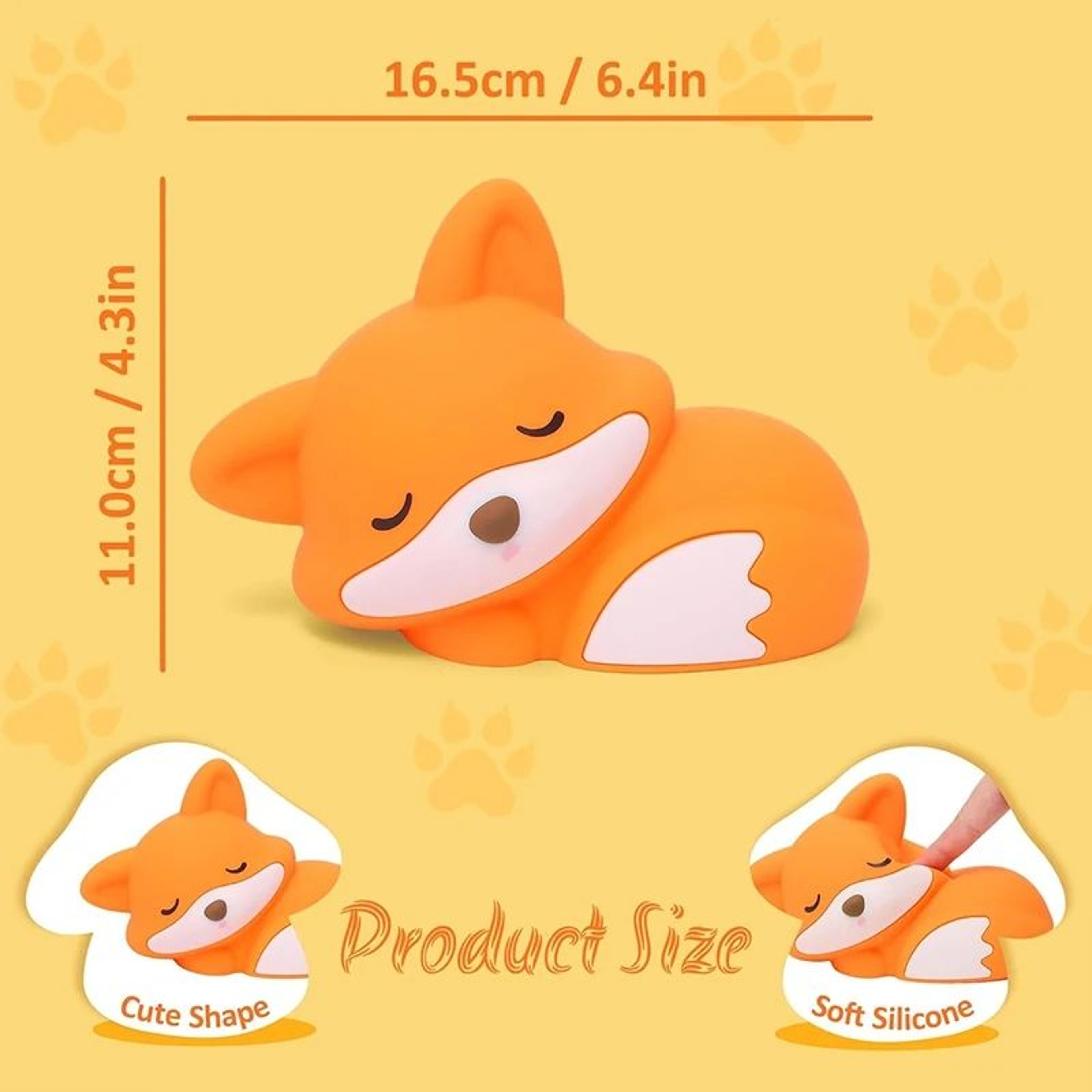 Adorable Squishy Silicone Fox Night Light And Nursery Lamp 1