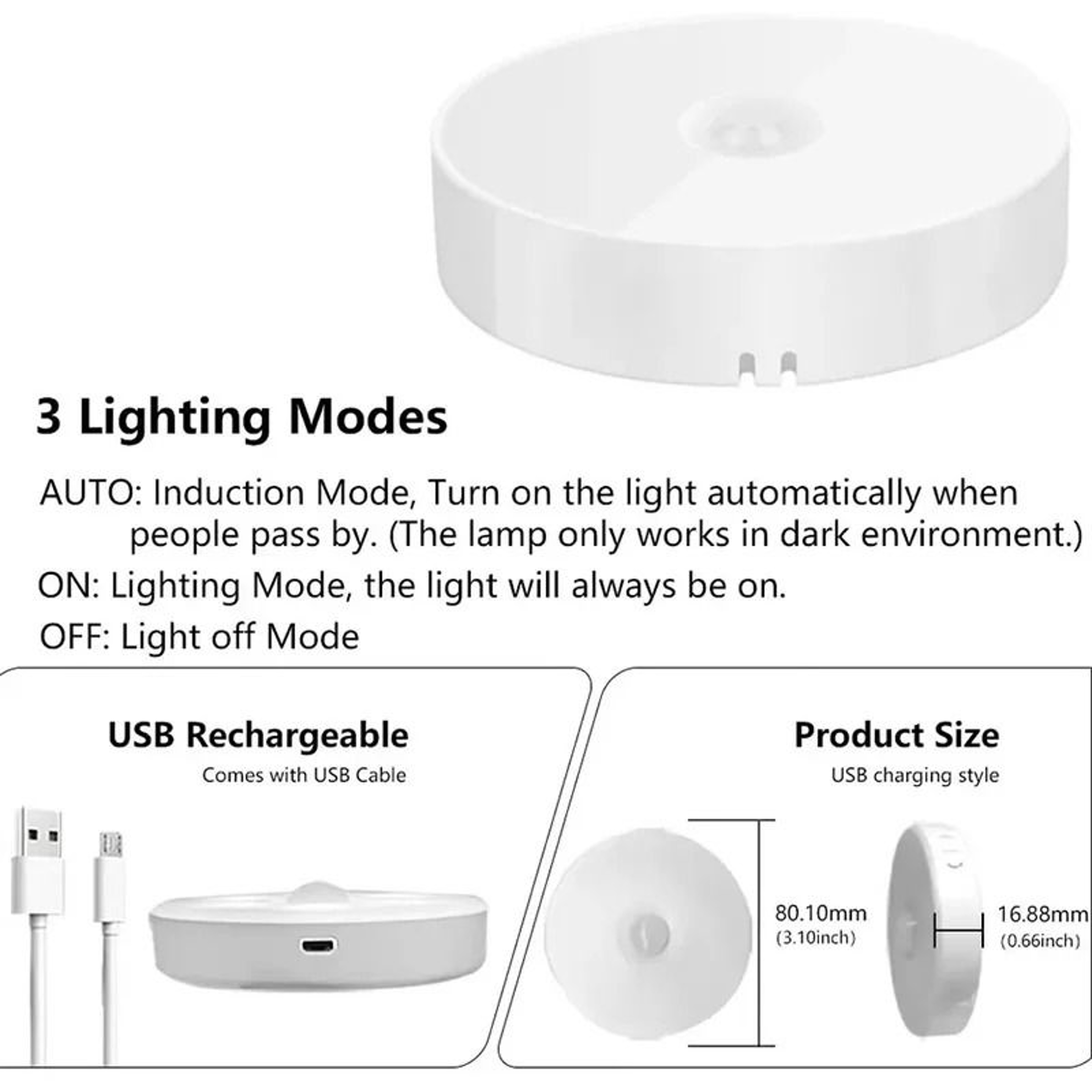 PIR Motion Sensor LED Night Light And Wireless Closet Lamp 2Pack 3