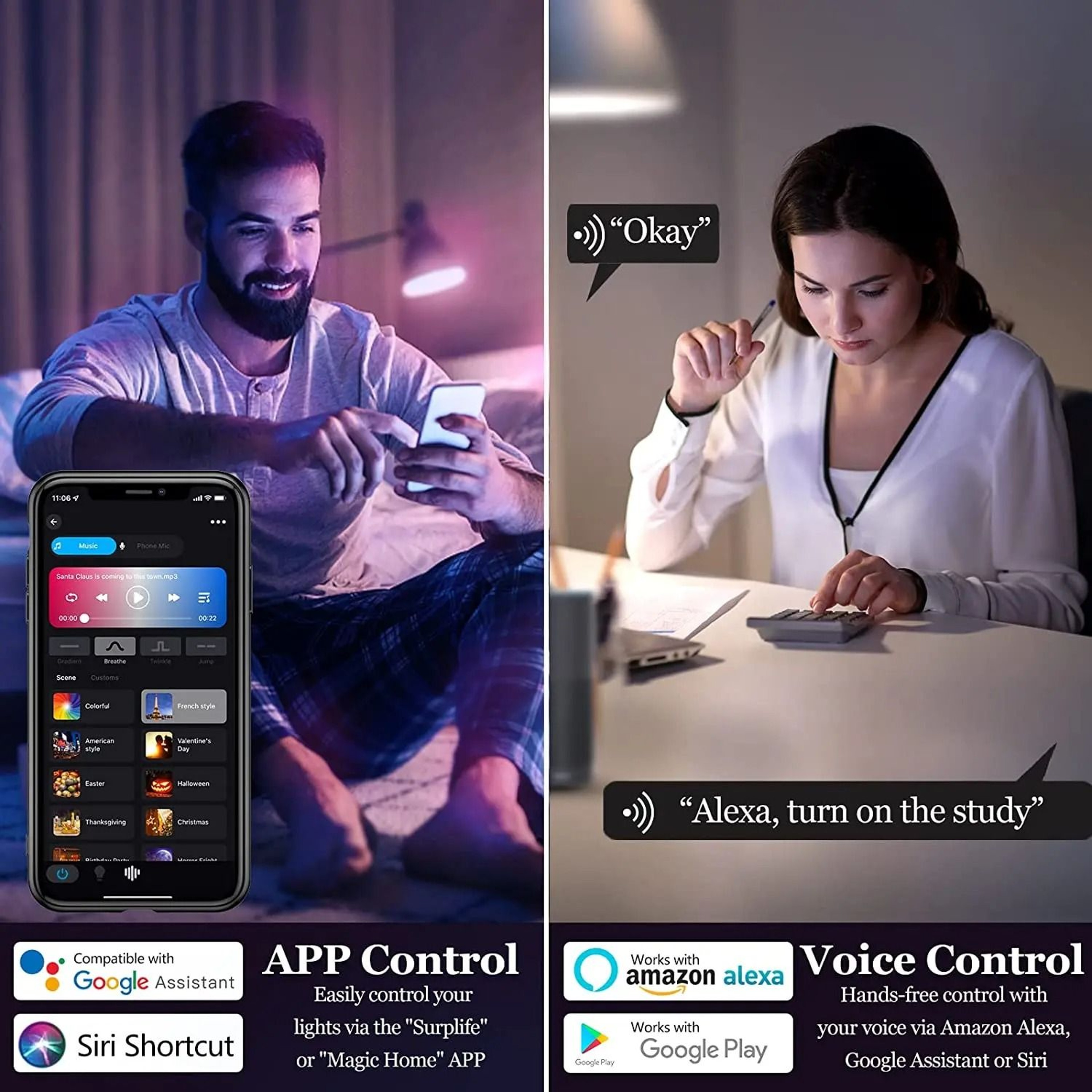 Atmospheric Smart RGB LED Bulb  WiFi  Bluetooth Color Changing Home Lighting 3