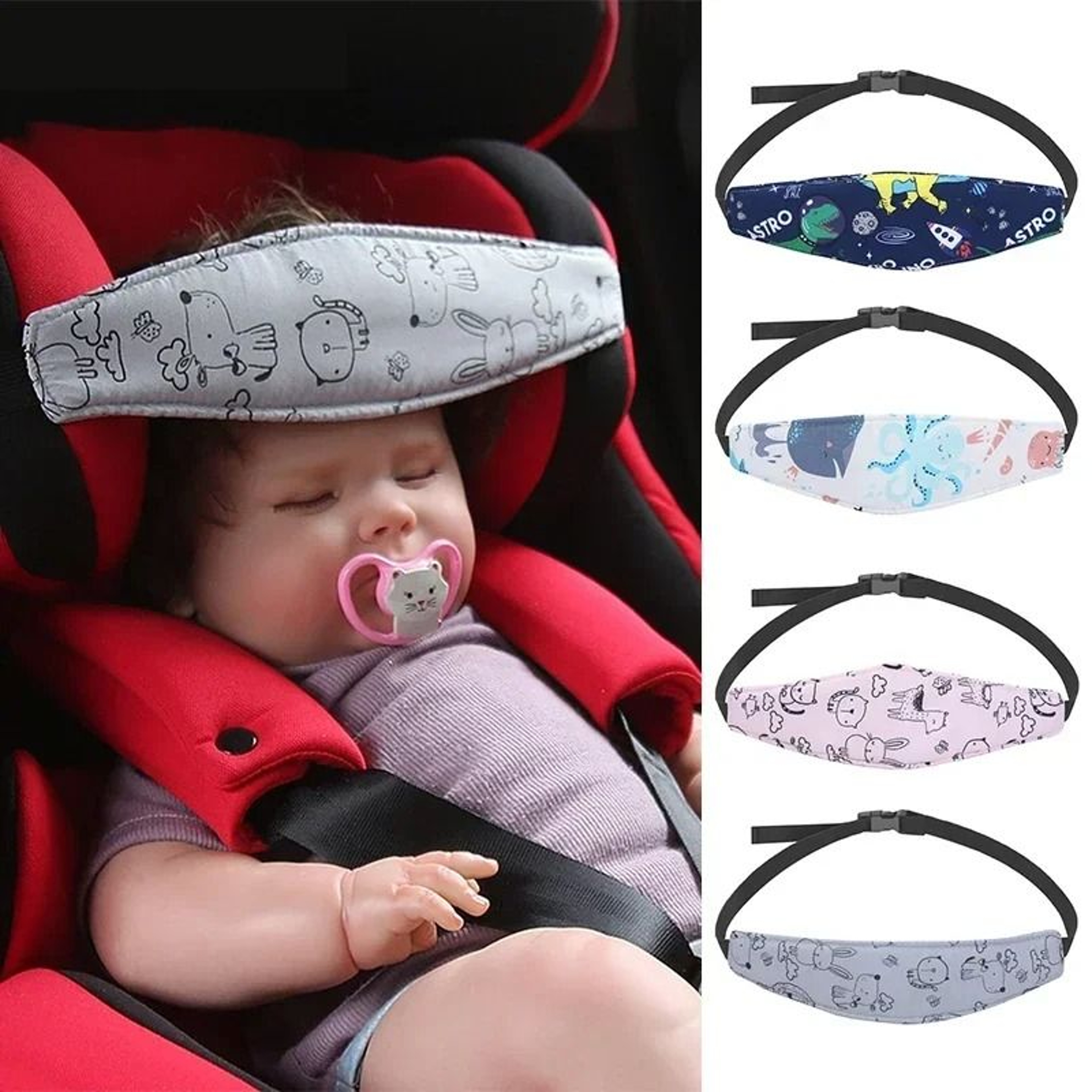 Comfortable Baby Head Support Belt  Adjustable Sleep Positioner For Car Seats  Strollers 0