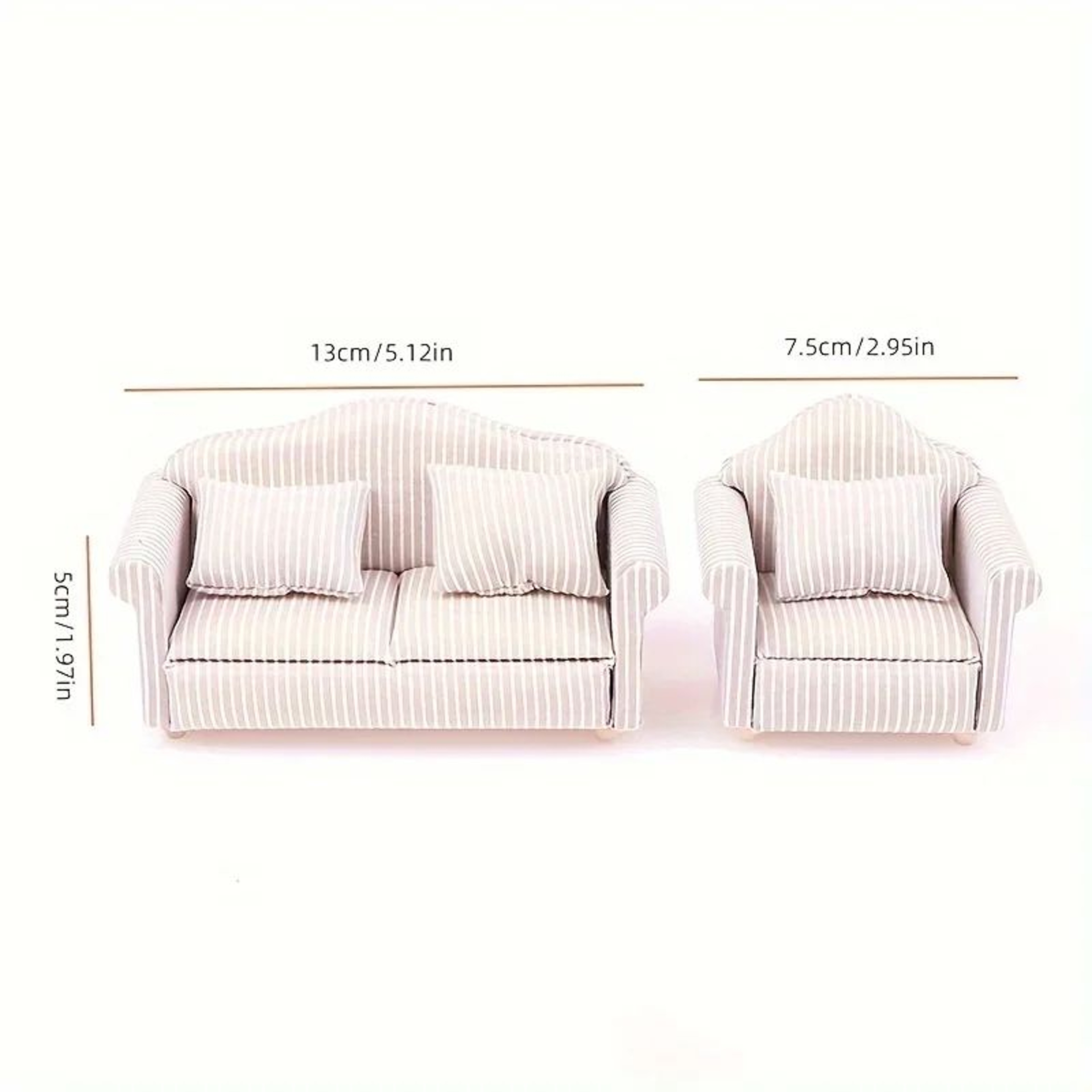 Miniature Dollhouse Sofa Set  Elegant Living Room Furniture With Pillows 1