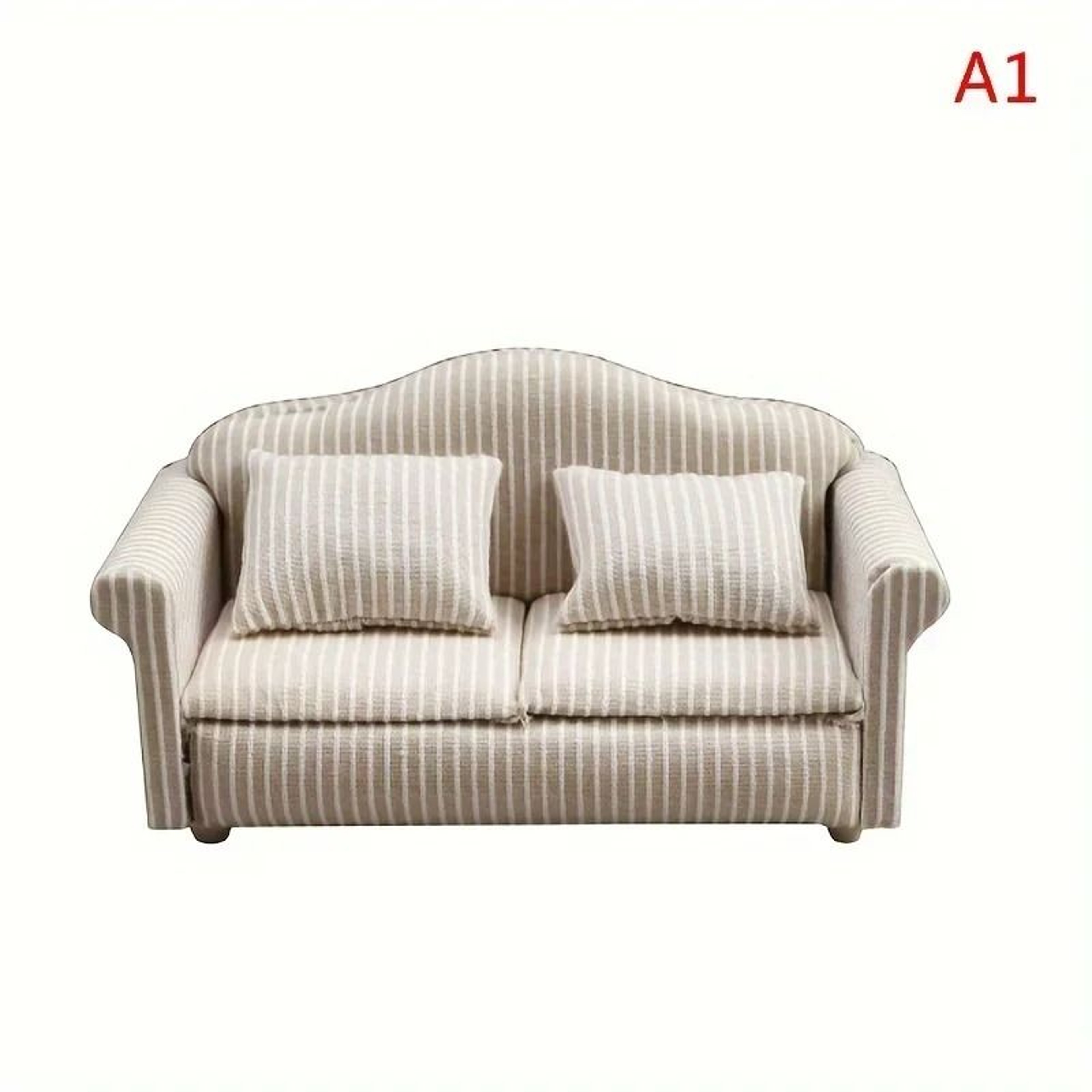 Miniature Dollhouse Sofa Set  Elegant Living Room Furniture With Pillows 4