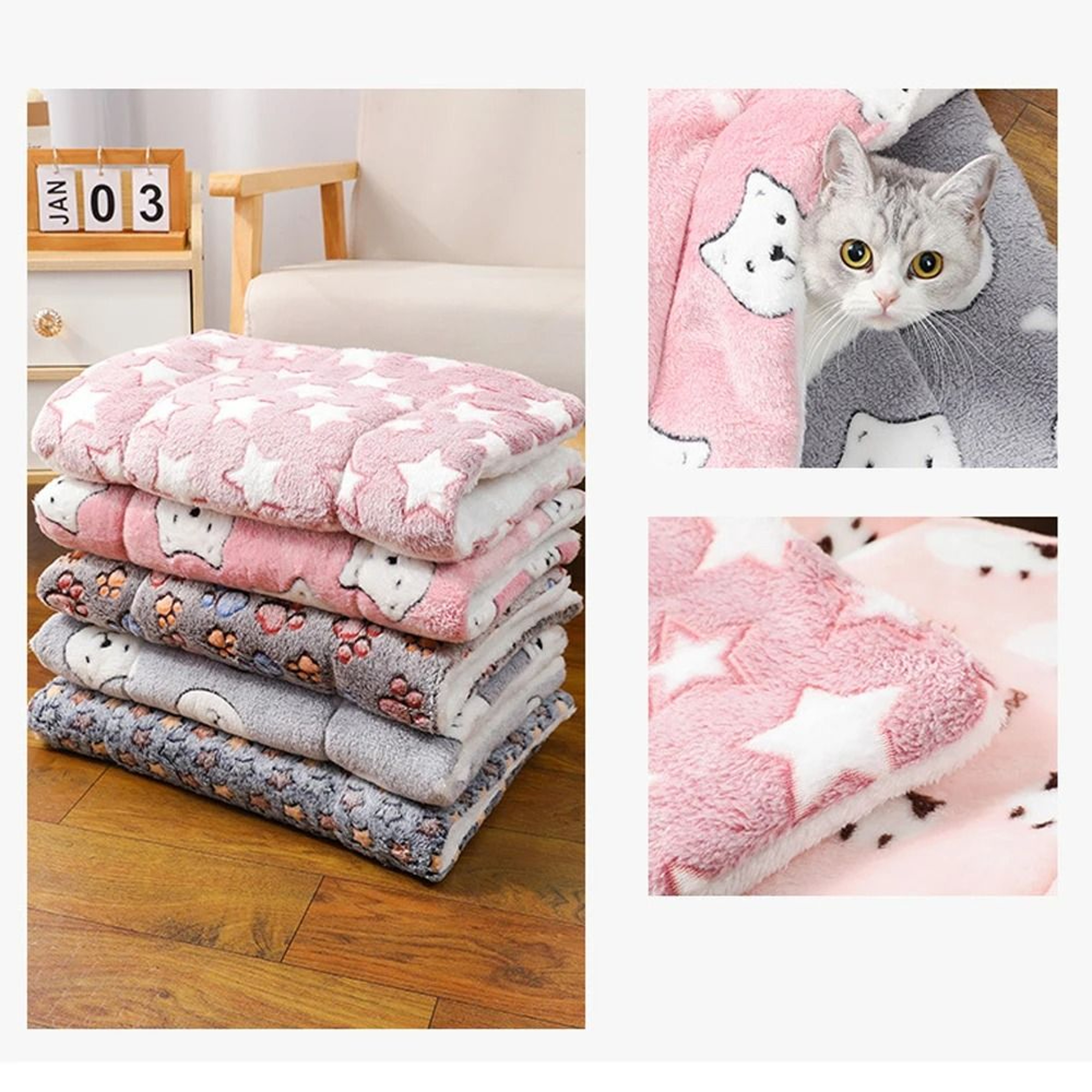 DoubleSided Plush Pet Mat  UltraSoft Winter Cushion For Cats  Dogs 4