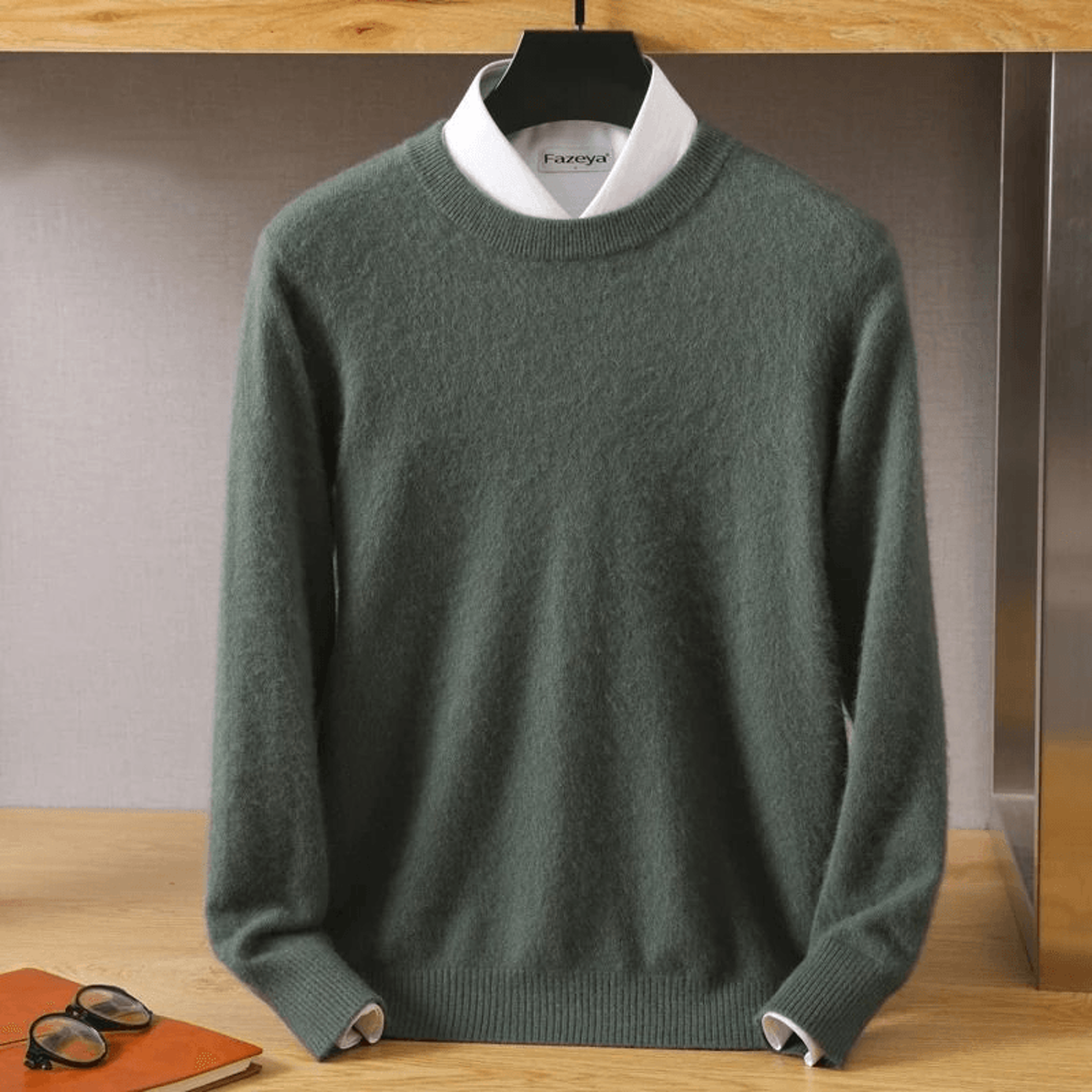 Mens Pure Mink Cashmere Sweater O Neck Knit Pullover For Autumn And Winter 10