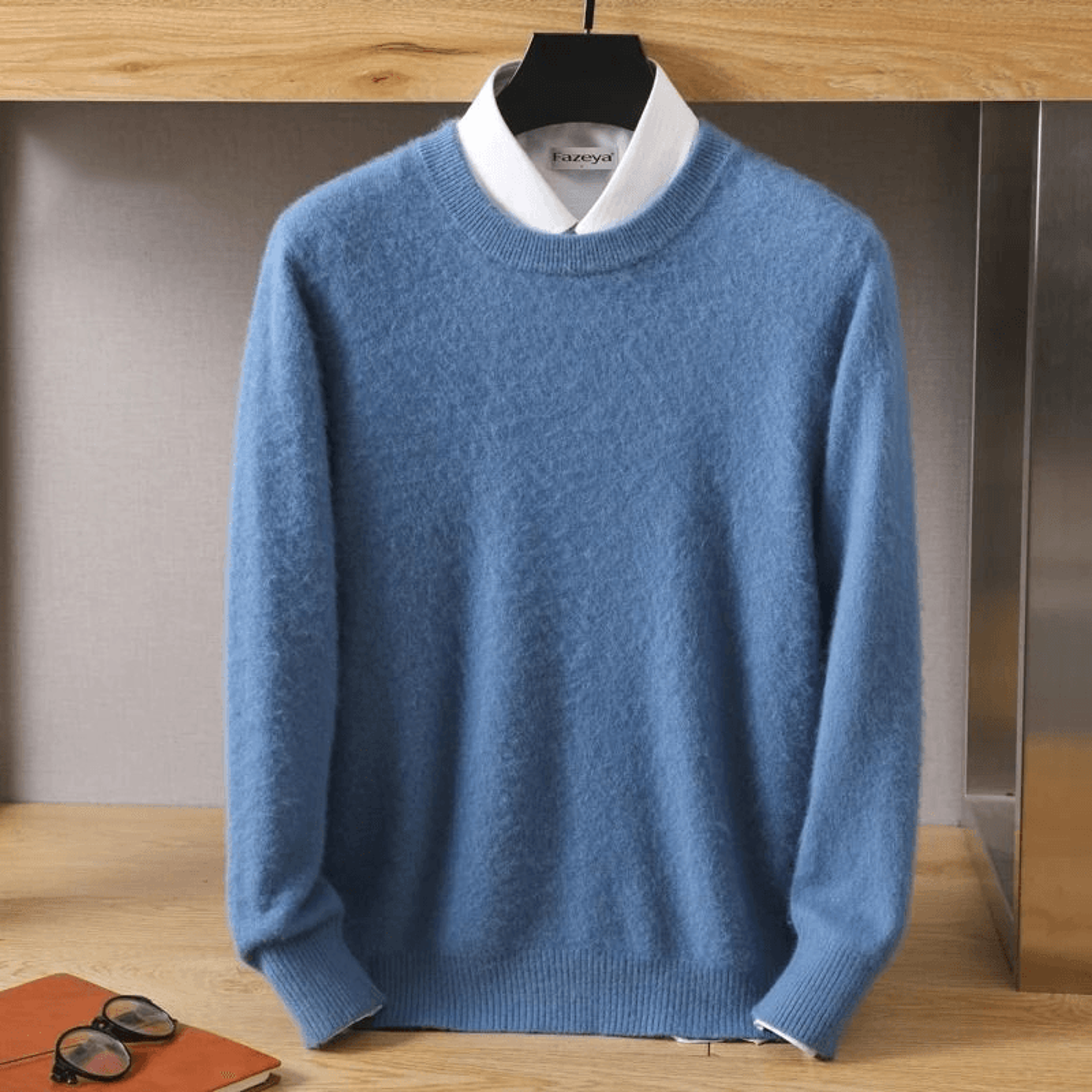 Mens Pure Mink Cashmere Sweater O Neck Knit Pullover For Autumn And Winter 21