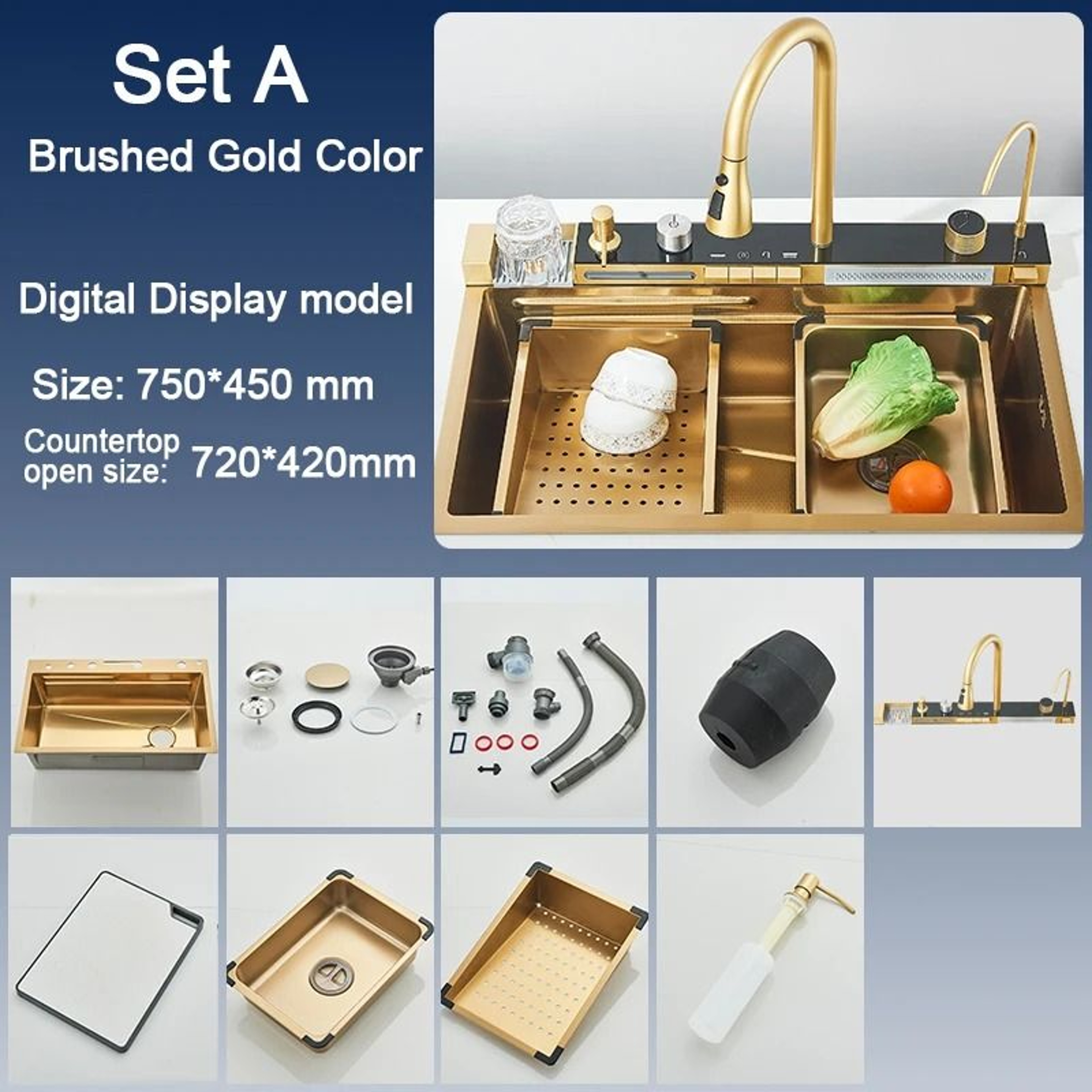 Stainless Steel Kitchen Sink  Large Single Bowl With Smart Digital Display 9