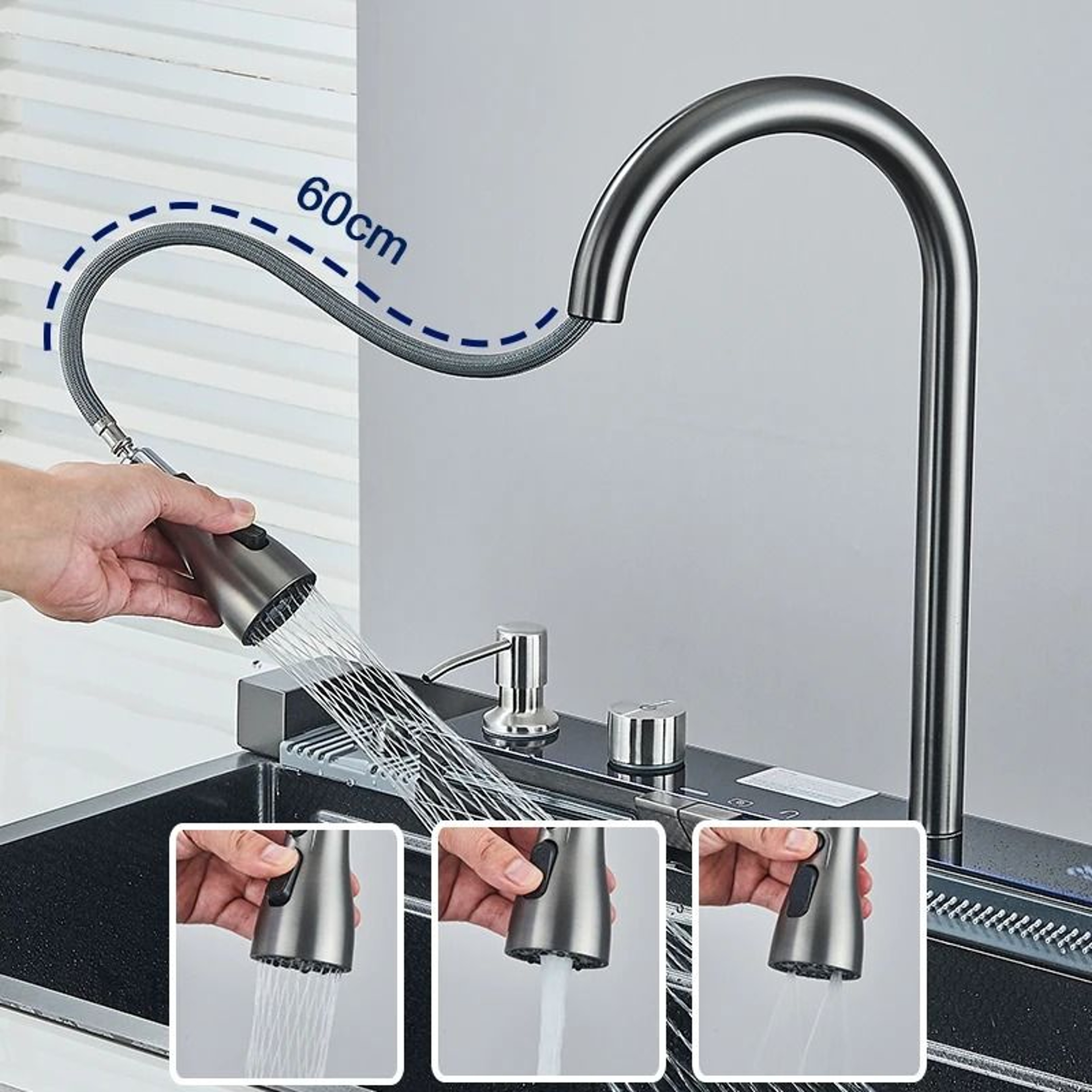 Stainless Steel Kitchen Sink  Large Single Bowl With Smart Digital Display 6
