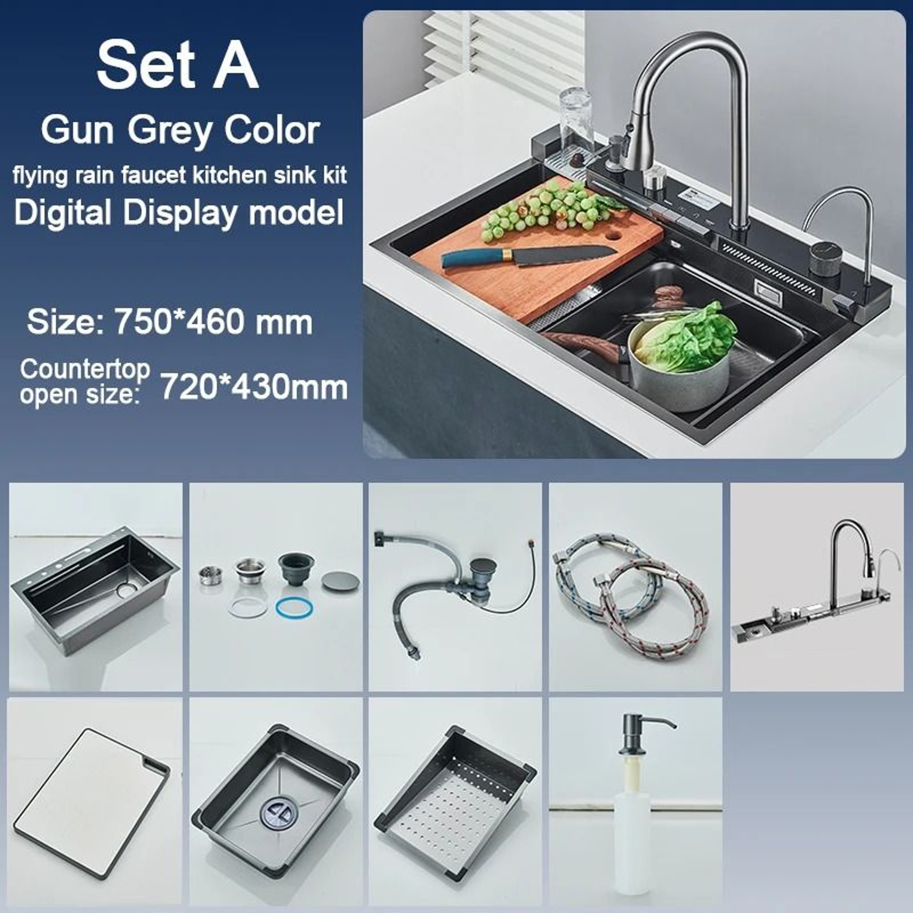 Stainless Steel Kitchen Sink  Large Single Bowl With Smart Digital Display 8