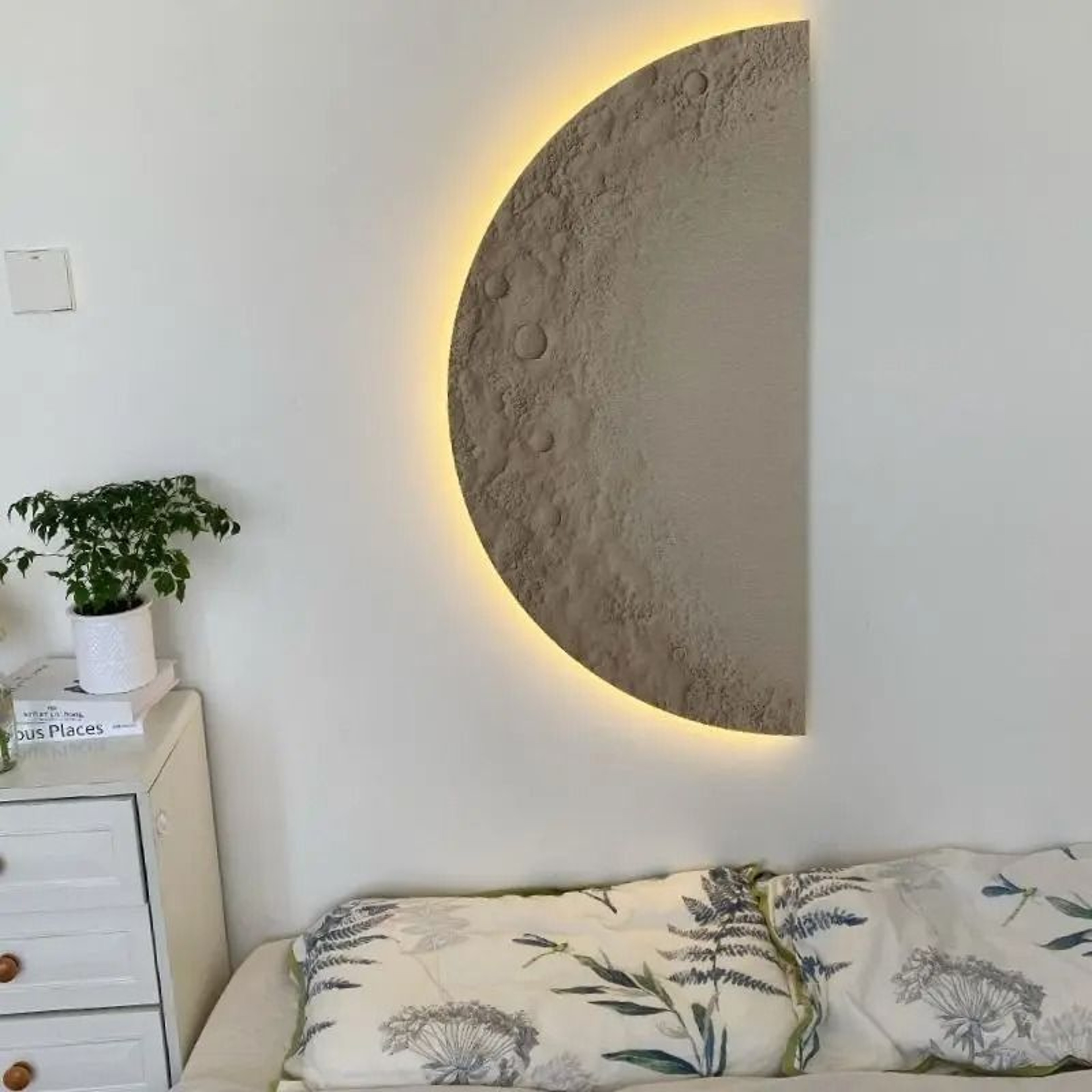 Creative LED Moon Wall Painting Lamp  Remote Control Minimalist Decor 6