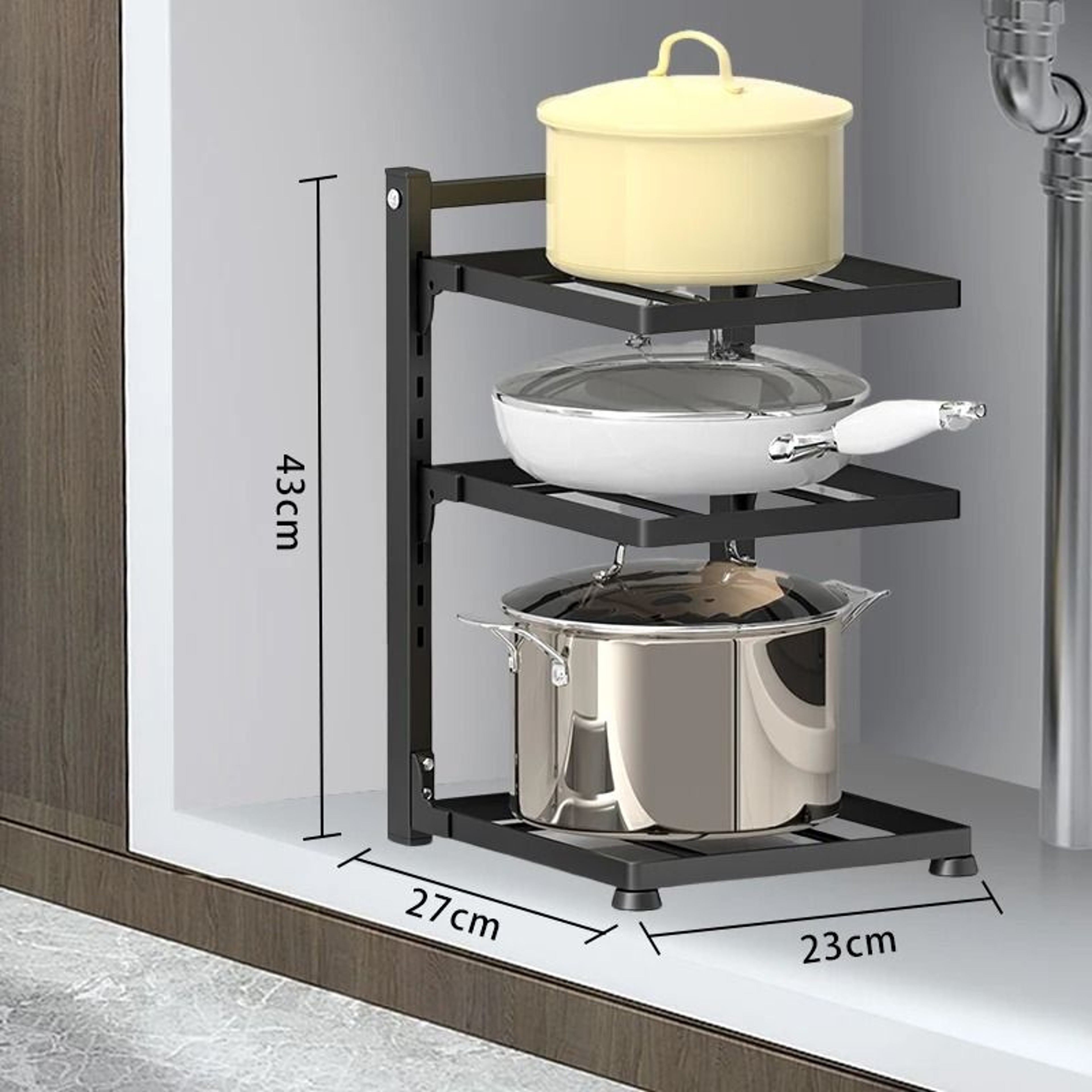 MultiLayer Adjustable Pot And Kitchen Sink Storage Rack 6