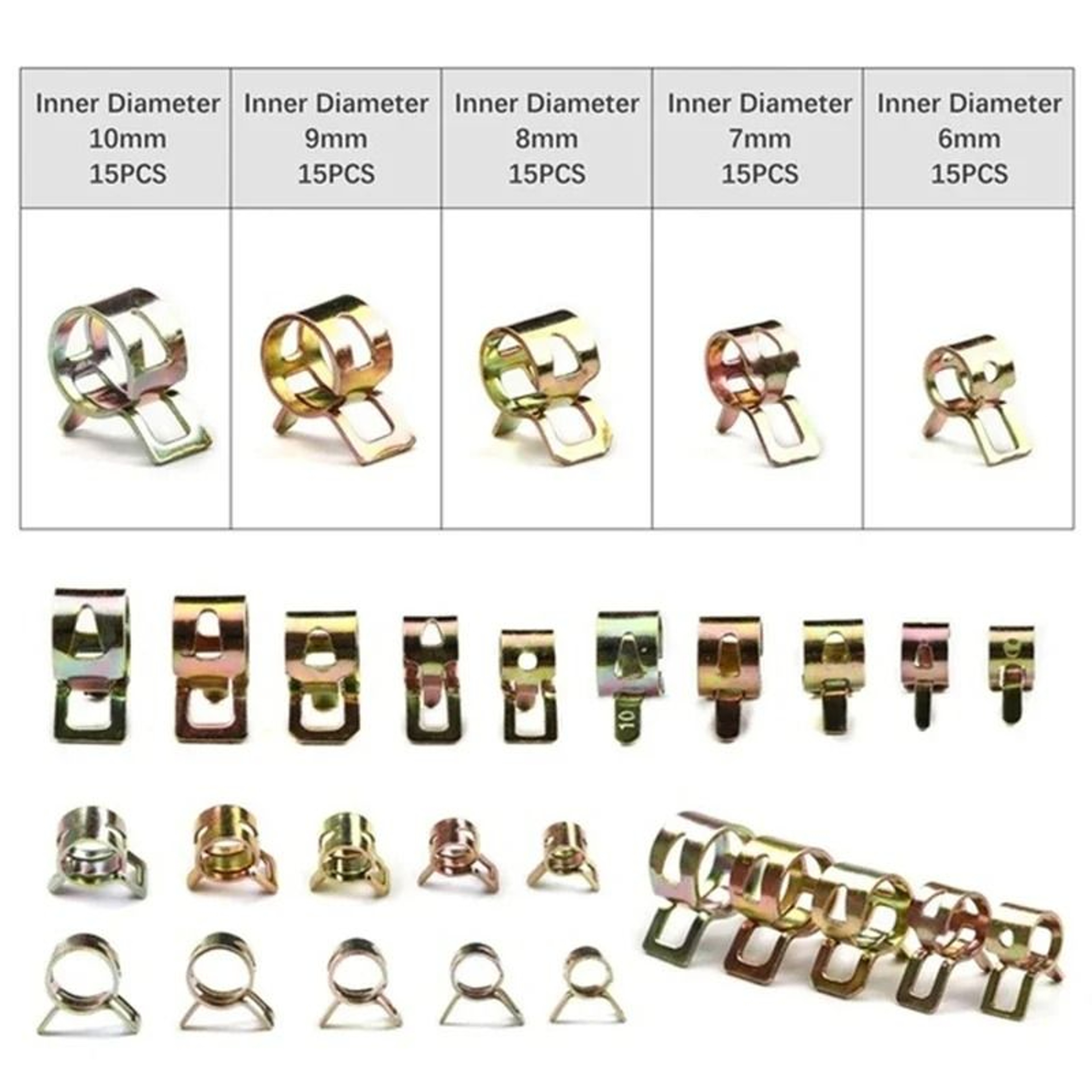 75Piece Carbon Steel Spring Hose Clamp Assortment 4
