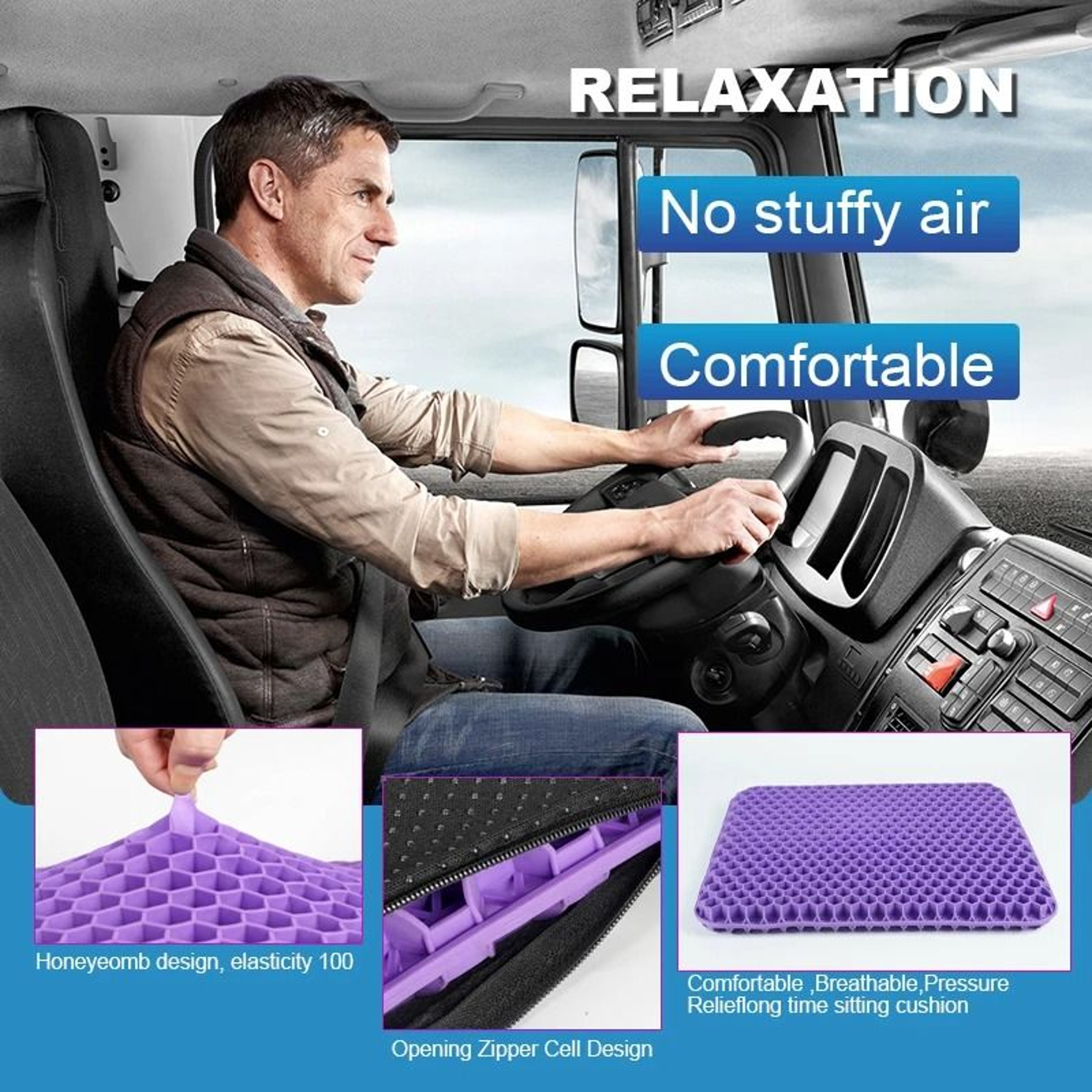 Breathable Honeycomb Gel Seat Cushion  Ergonomic Pressure Relief For Home Office  Car 1