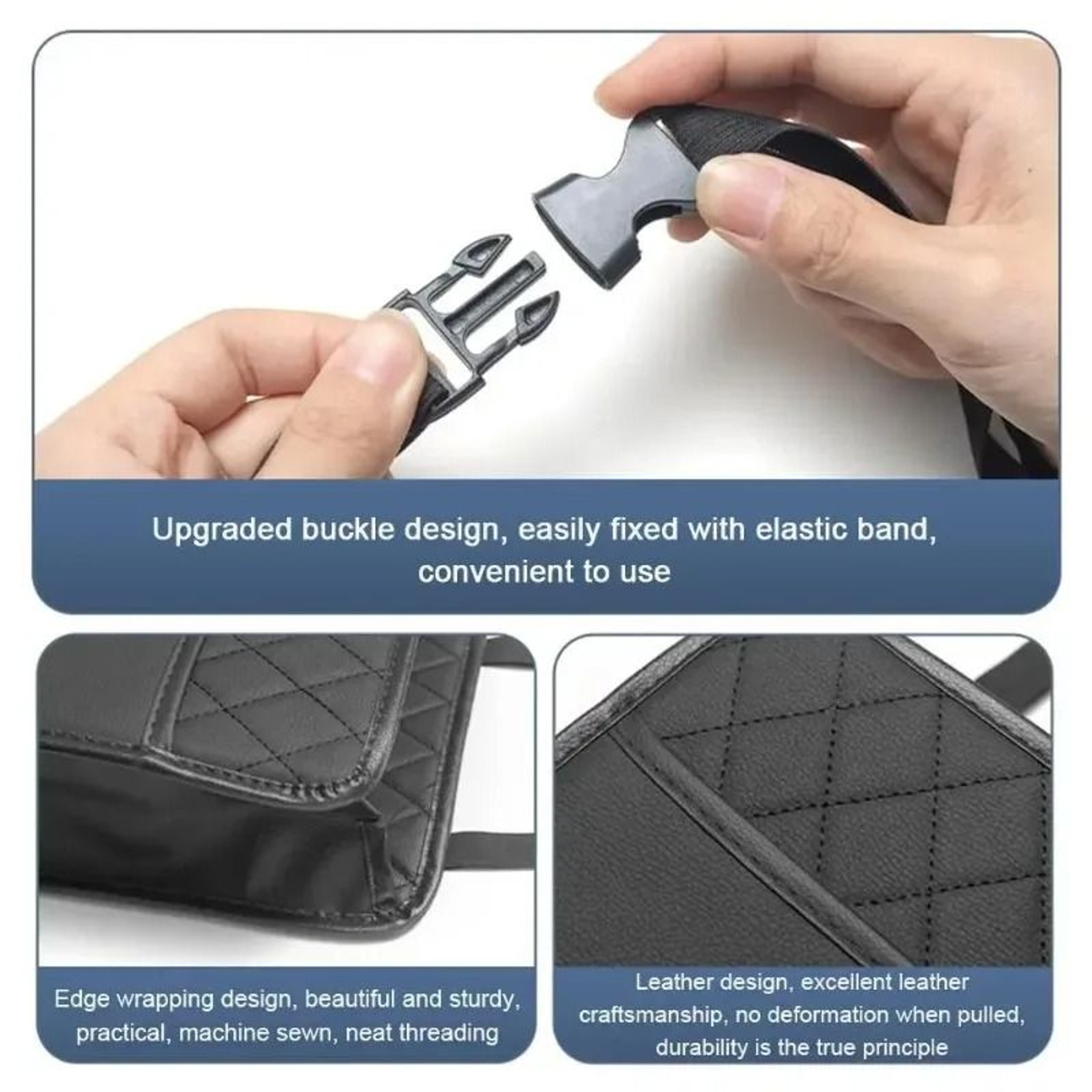 Luxury Quilted Leather Seat Back Organizer  MultiFunctional Folding Storage Hub 5
