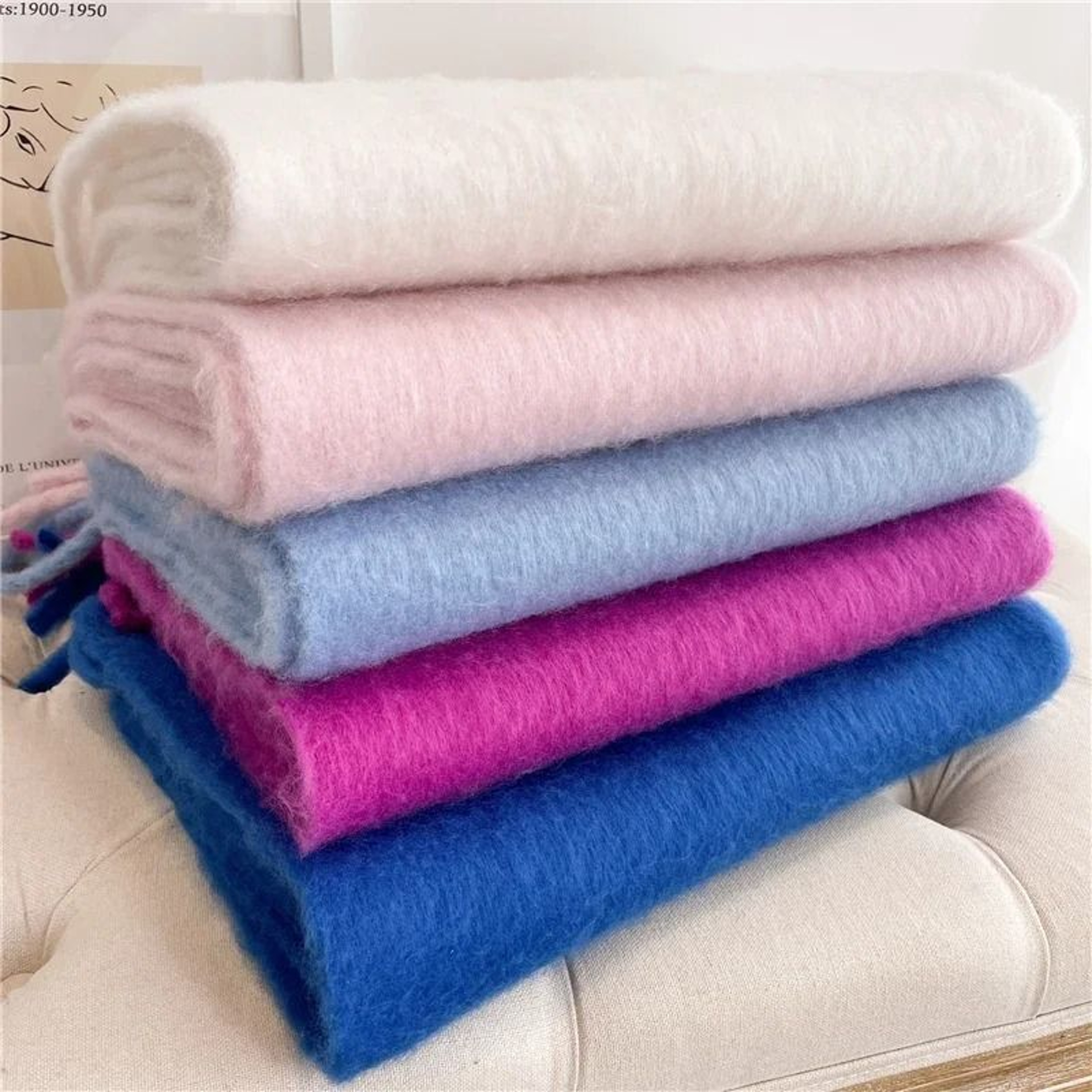 Luxury Winter CashmereFeel Scarf  Extra Long Solid Pashmina Wrap  Thick Tassel Shawl 1