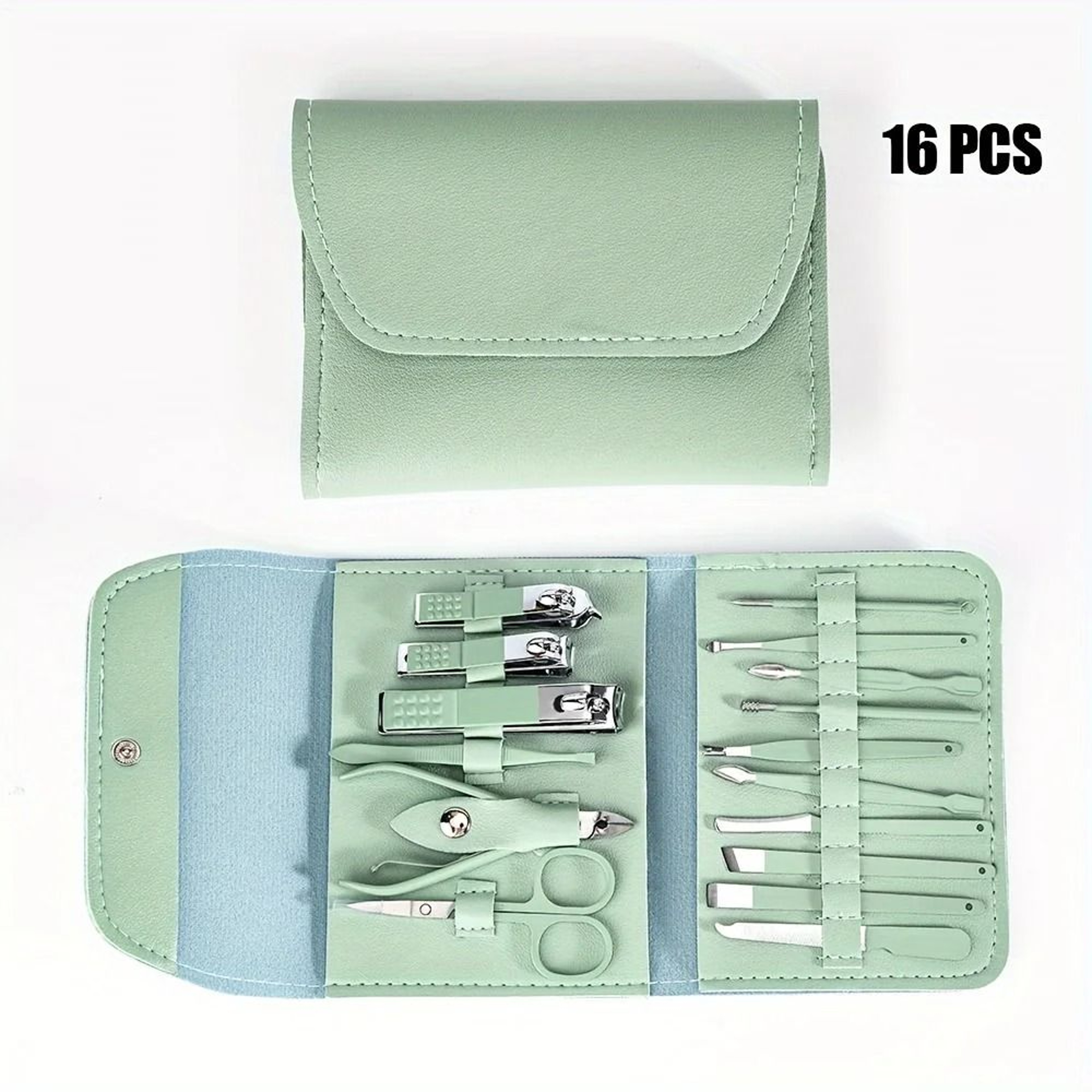 16Piece Stainless Steel Manicure  Grooming Kit  Precision Nail Clippers  Cuticle Set With Luxury Tr 6