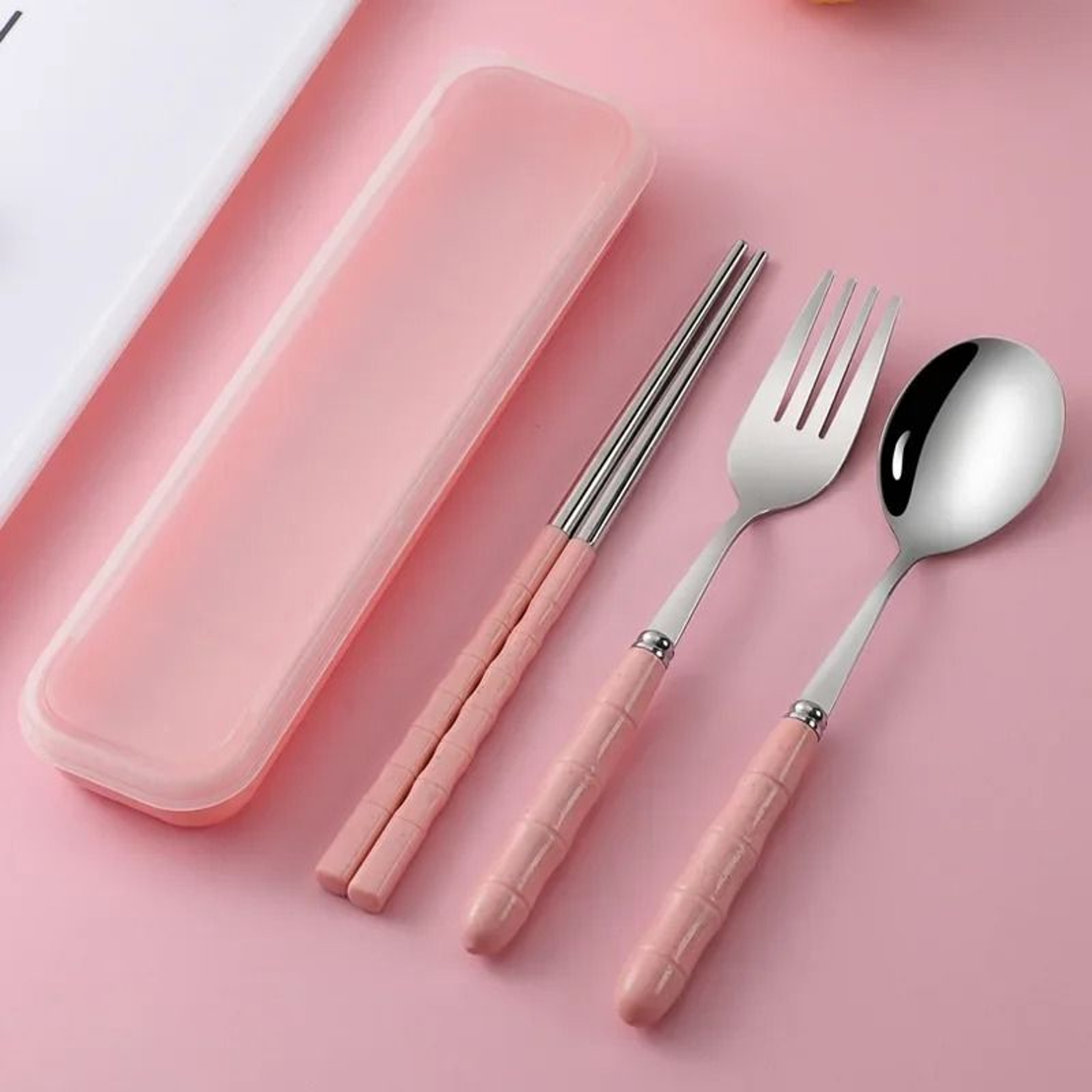 Wheat Straw Portable Cutlery Set  EcoFriendly Reusable Travel Tableware 9