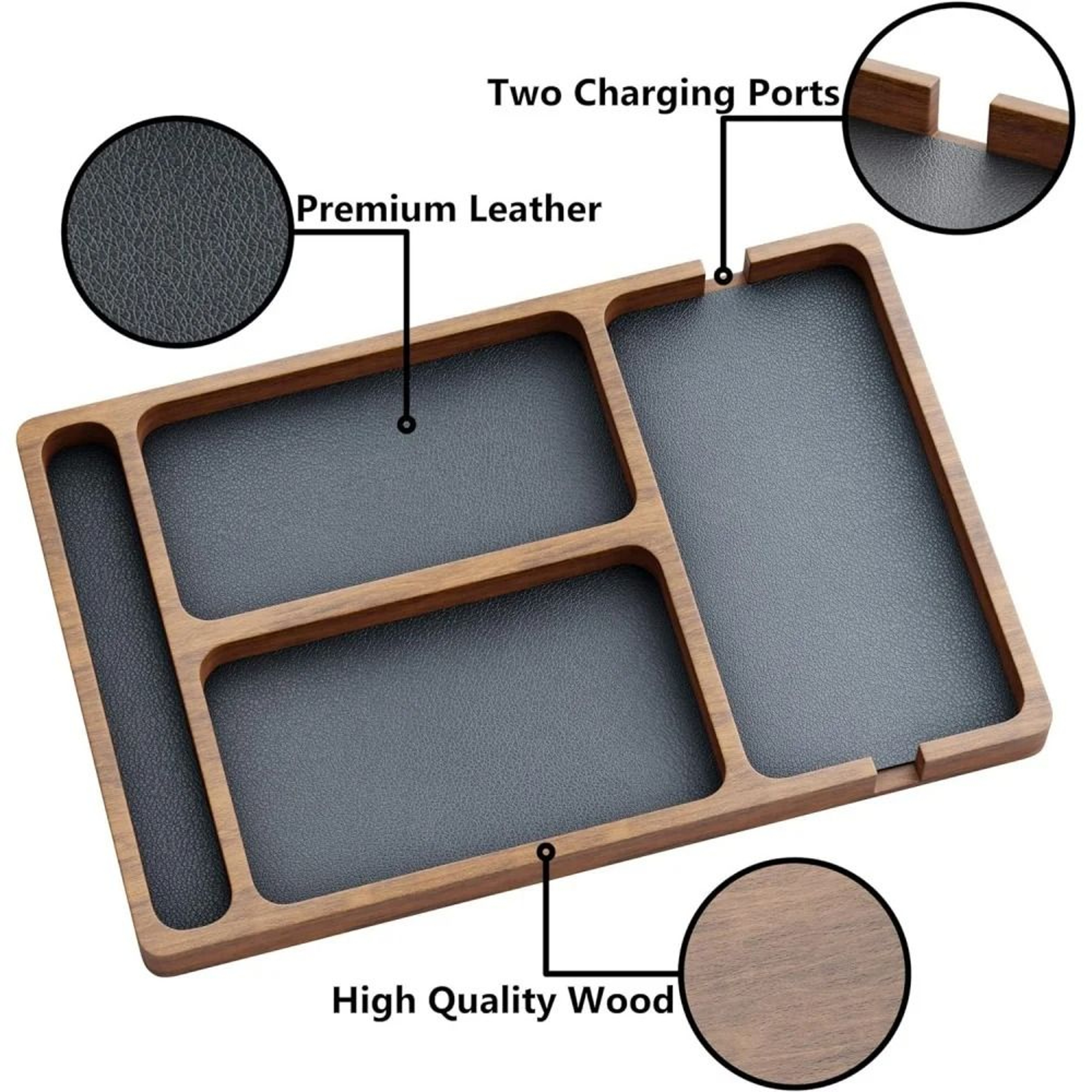 Wooden Office Desktop Storage Box  Solid Wood Grid Organizer For Tech  Accessories 1