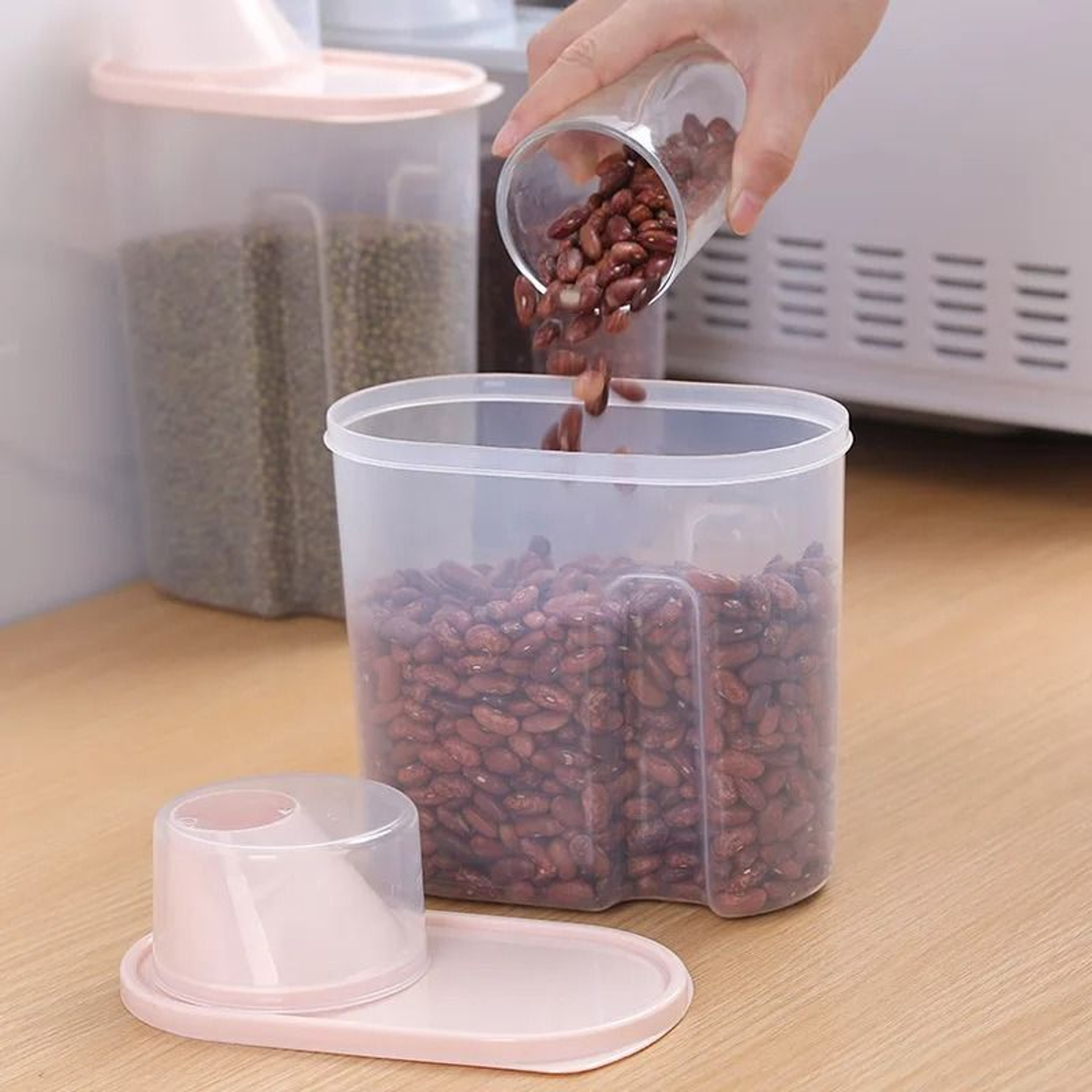 Household Kitchen Grain Storage Box  Sealed Food Container With Measuring Cup 5