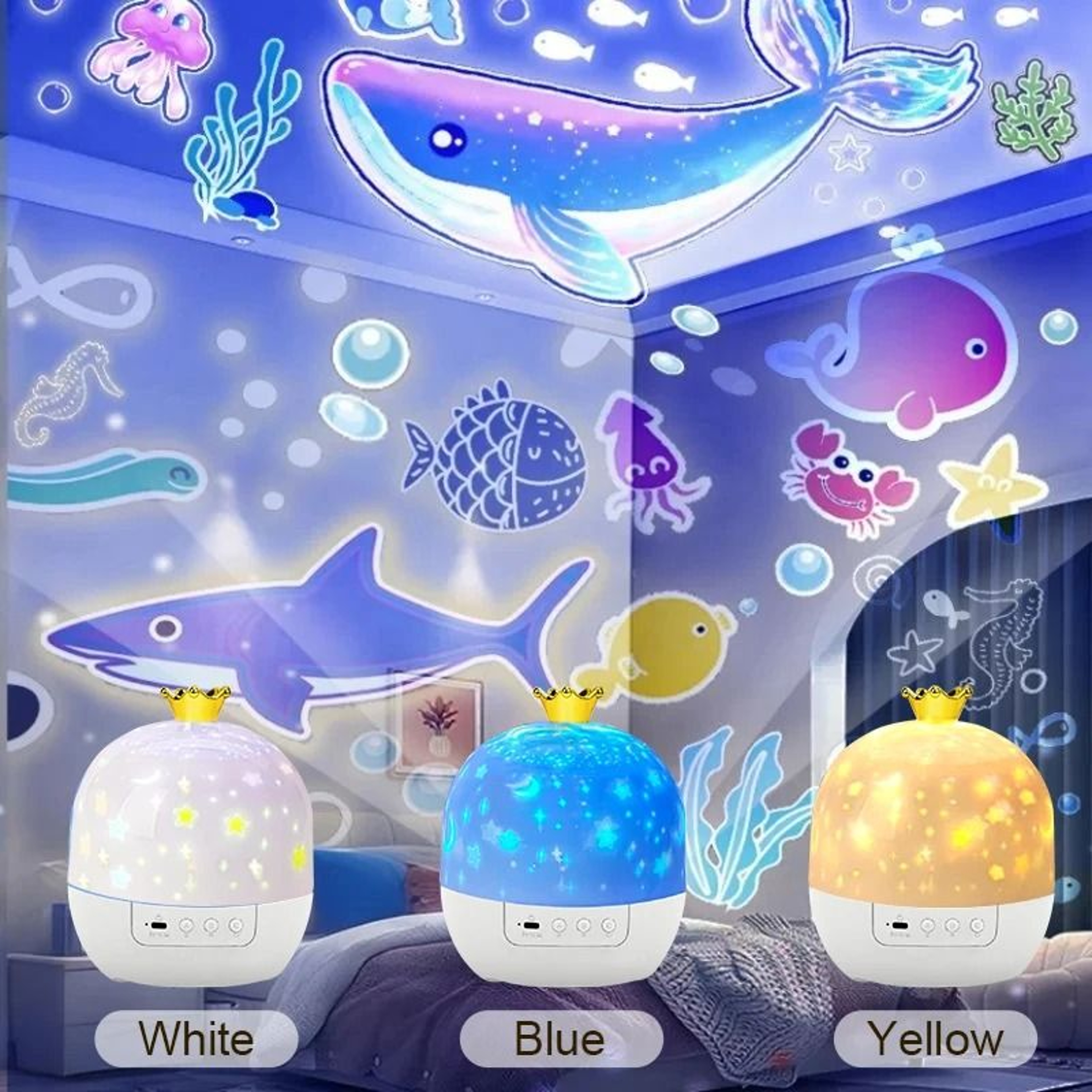 Ocean Night Light Projector  360 Rotating Starry Sky Projector For Kids Bedrooms 2