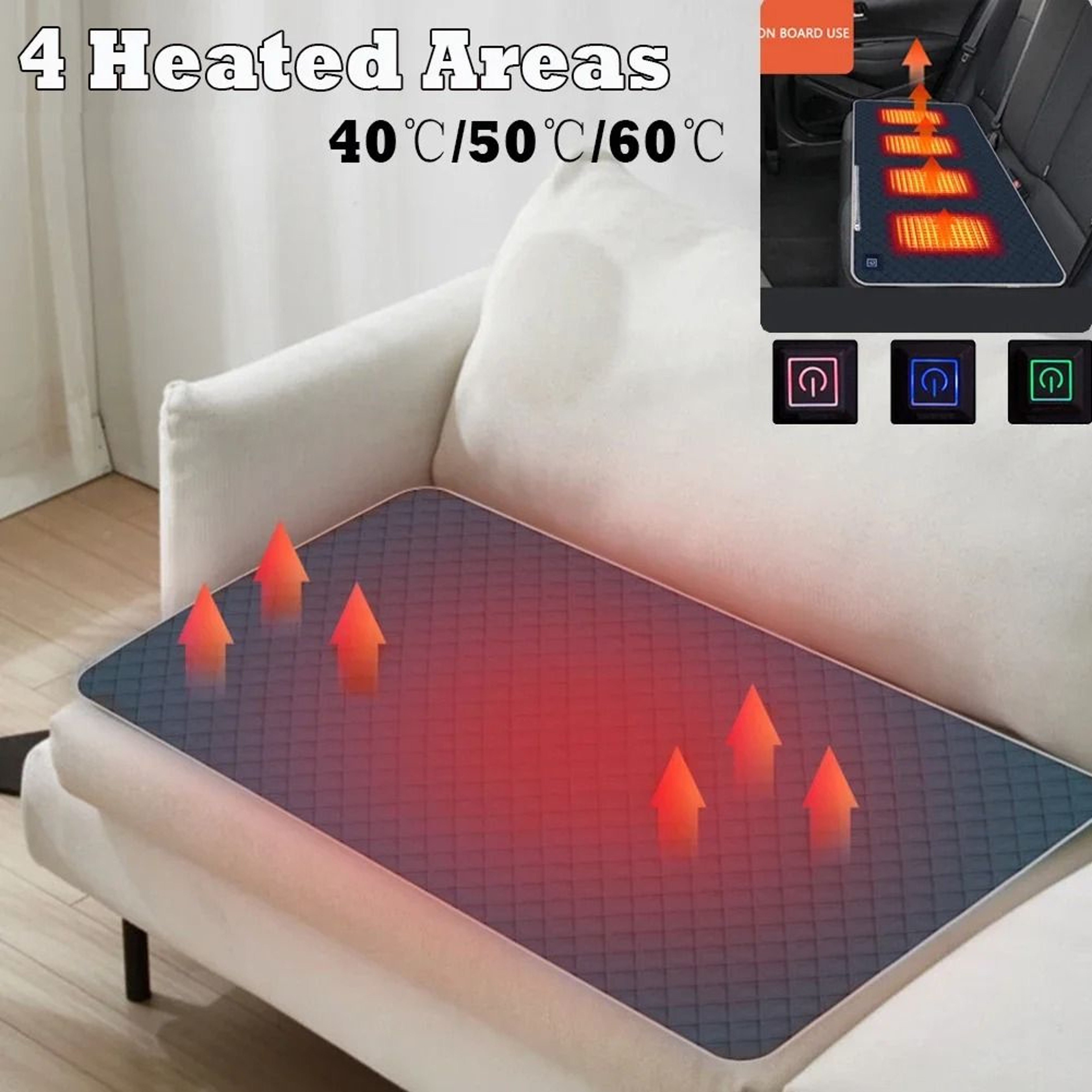 5V USB Graphene Heating Pad  3Level Thermal Cushion For Outdoor Camping  Home 2