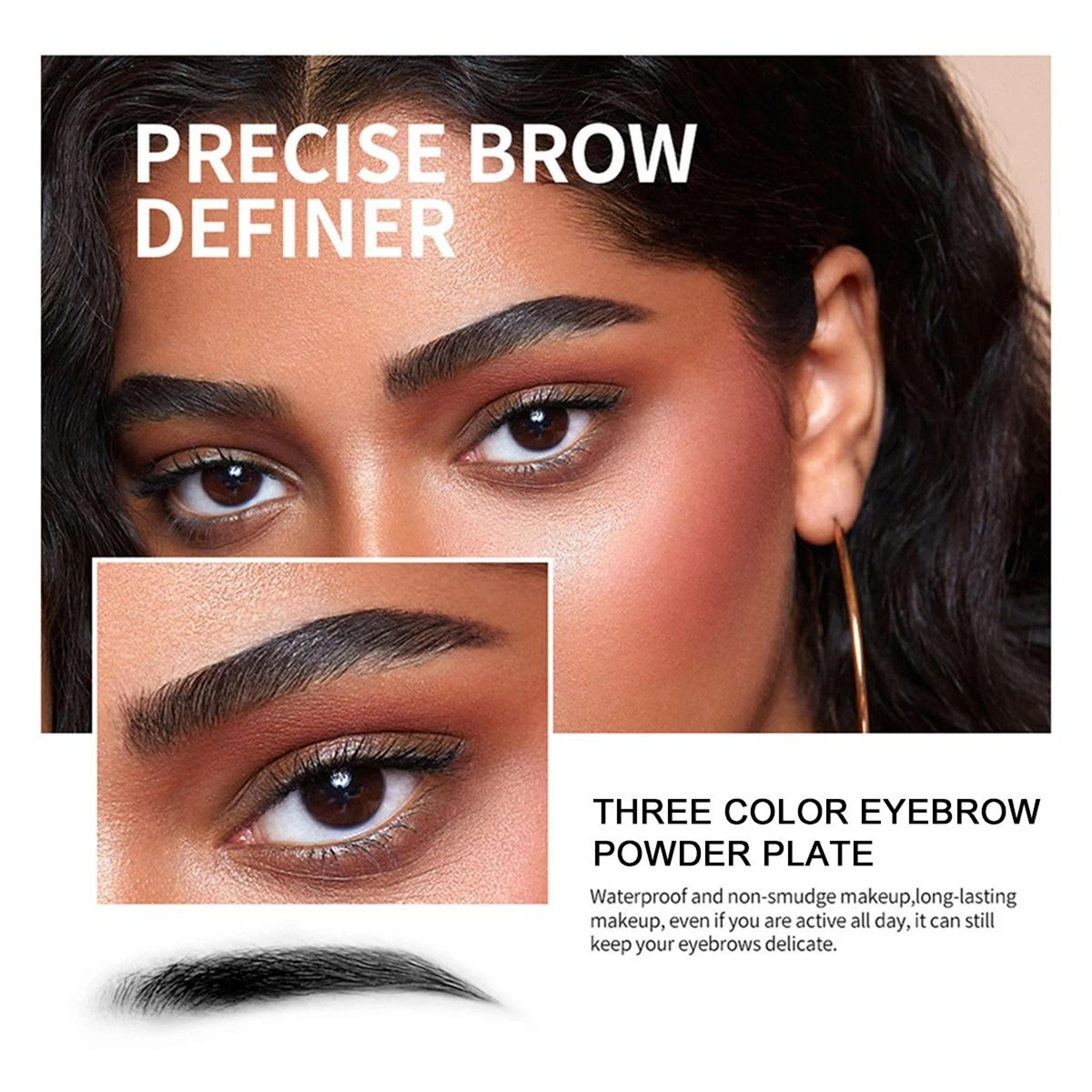 ThreeColor Eyebrow Powder Palette  Waterproof  LongLasting 3D Sculpting Kit 6