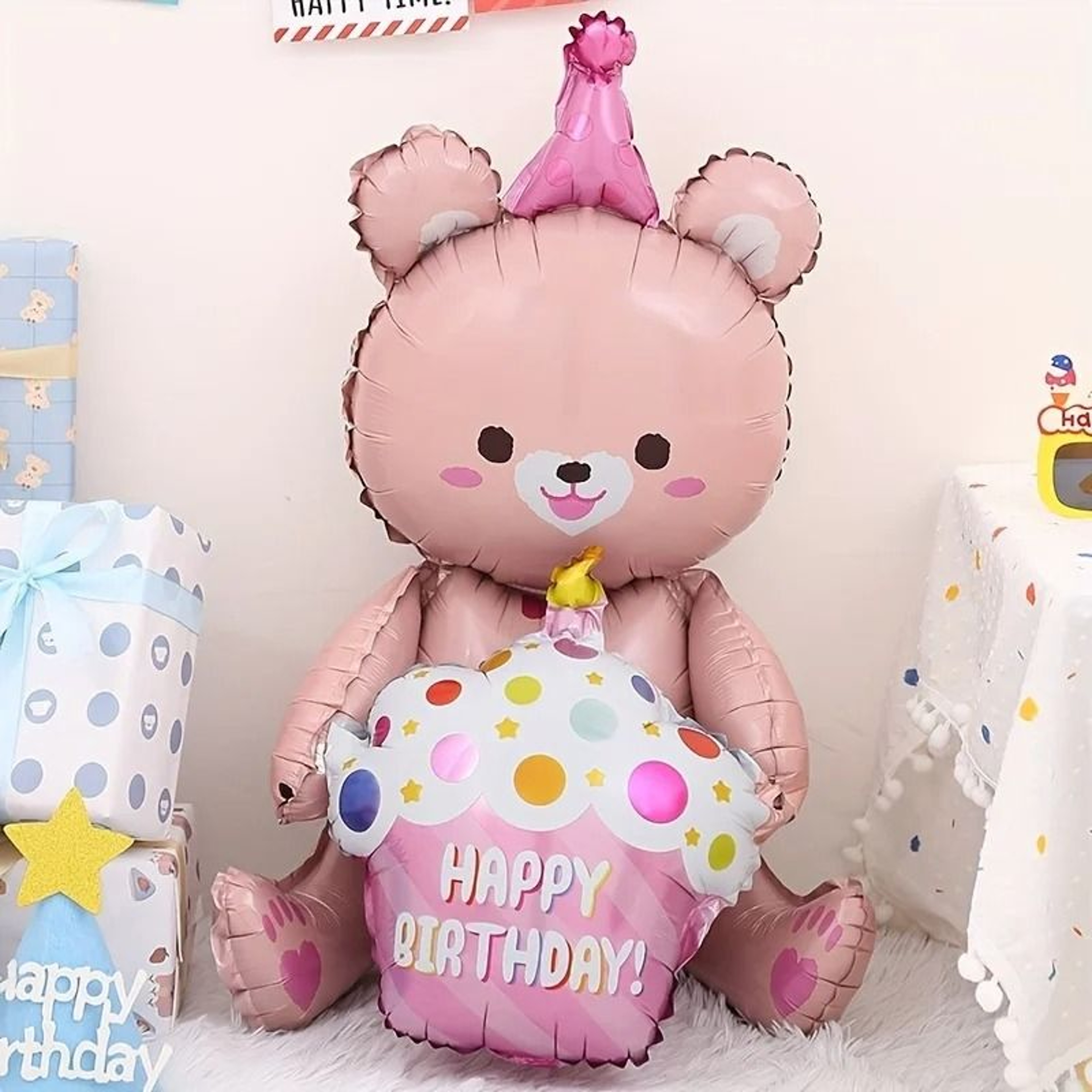 Standing Birthday Cake Foil Balloon With Base 18