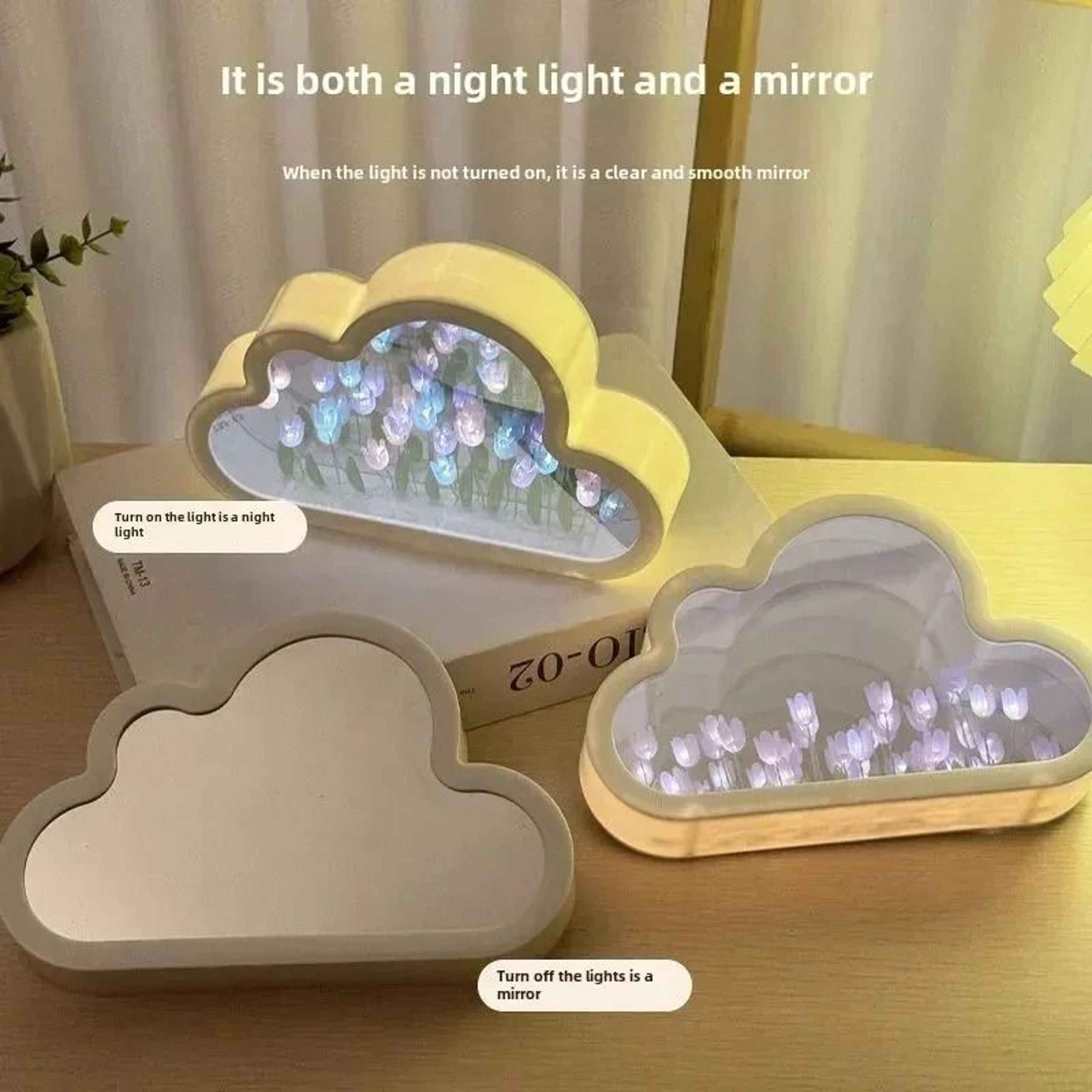 Handmade Tulip Cloud Mirror Night Light 1