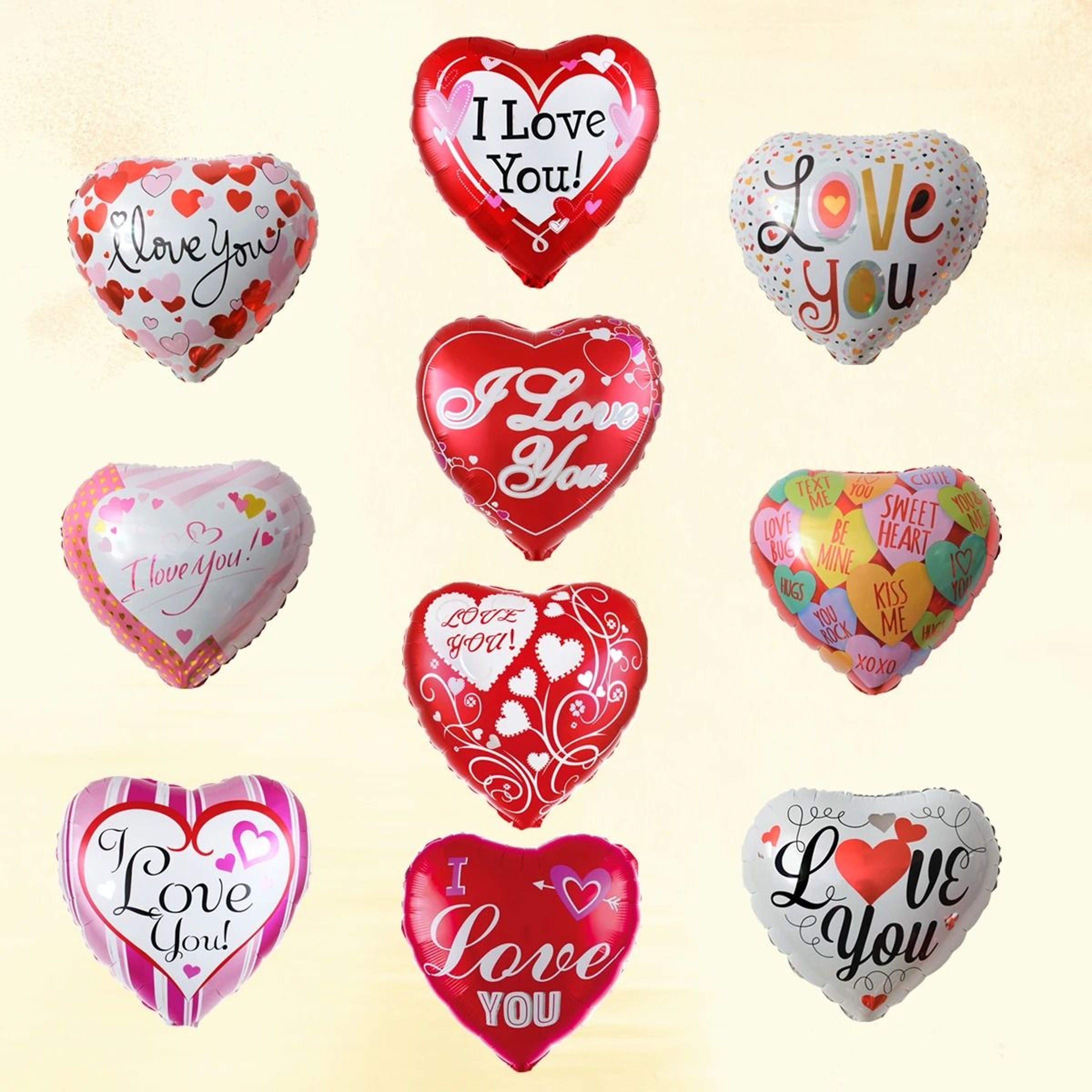 I LOVE YOU Heart Foil Balloons  10 Pcs Premium Romantic Decor 1