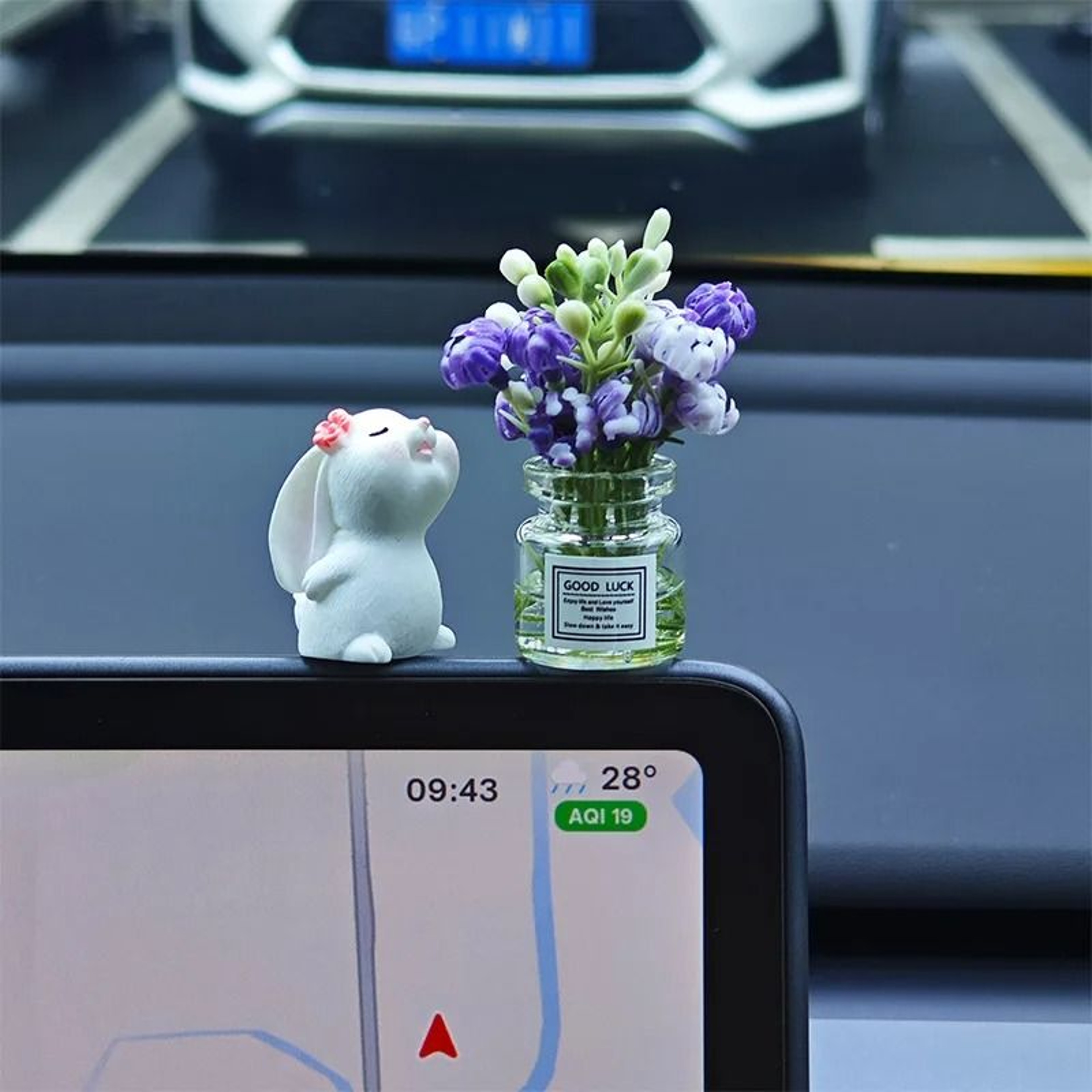 CarMounted Bunny Floral Ornament  Healing Mini Vase Car Fragrance 7