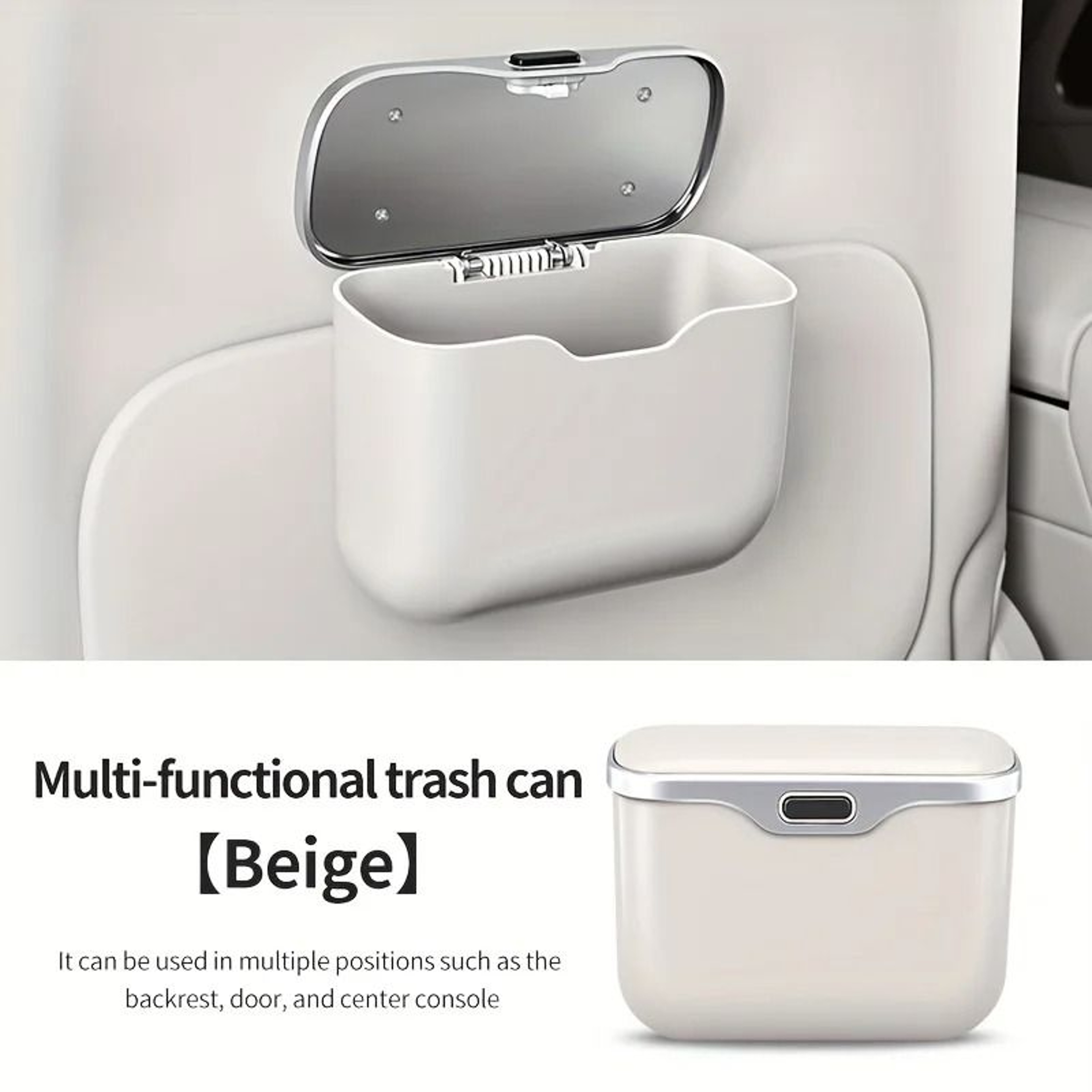 Multifunctional Car Trash Can With Lid Button 7