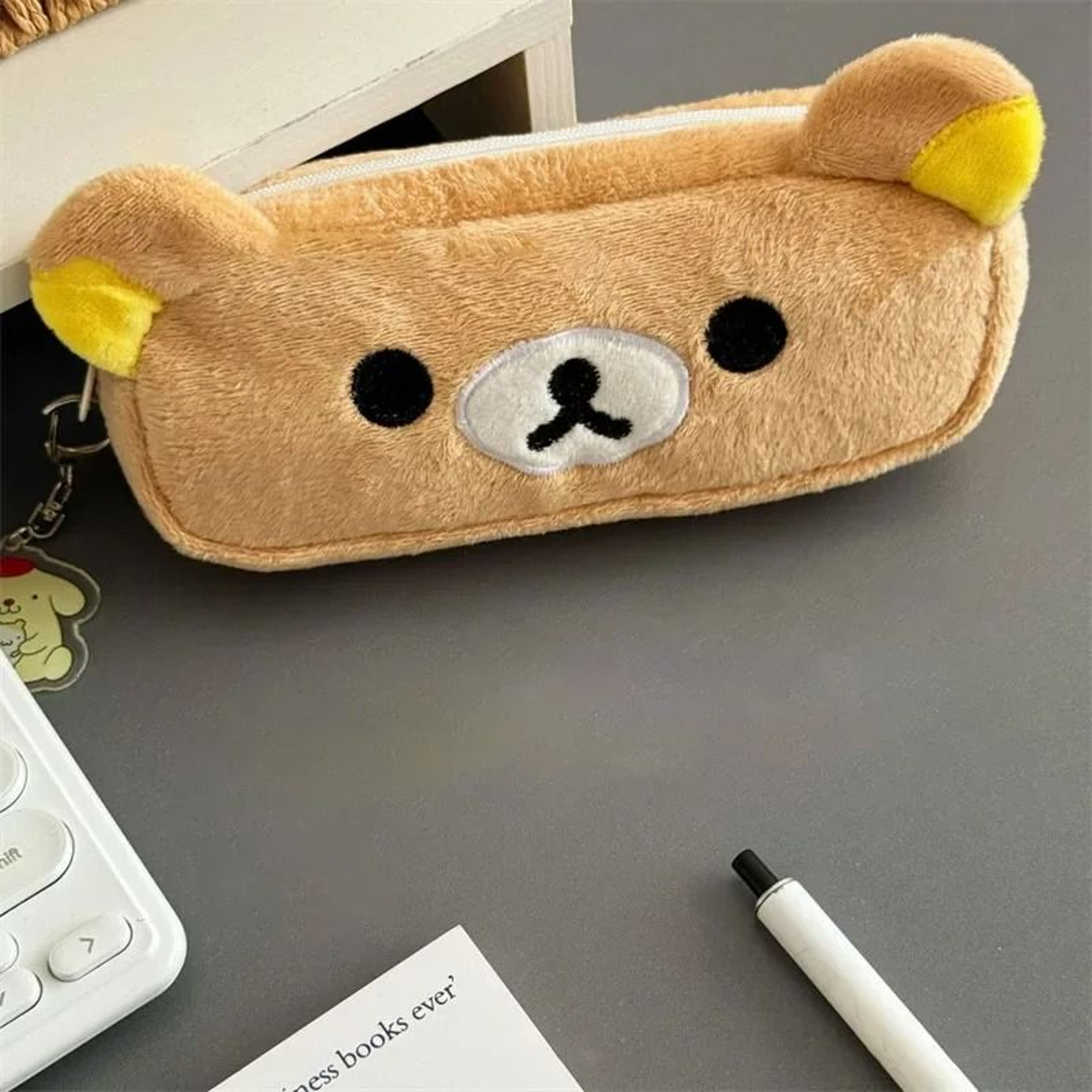 Kawaii Rilakkuma Plush Pencil Case  Cute Cartoon Bear Organizer  INSHot Aesthetic Pen Bag For Schoo 4