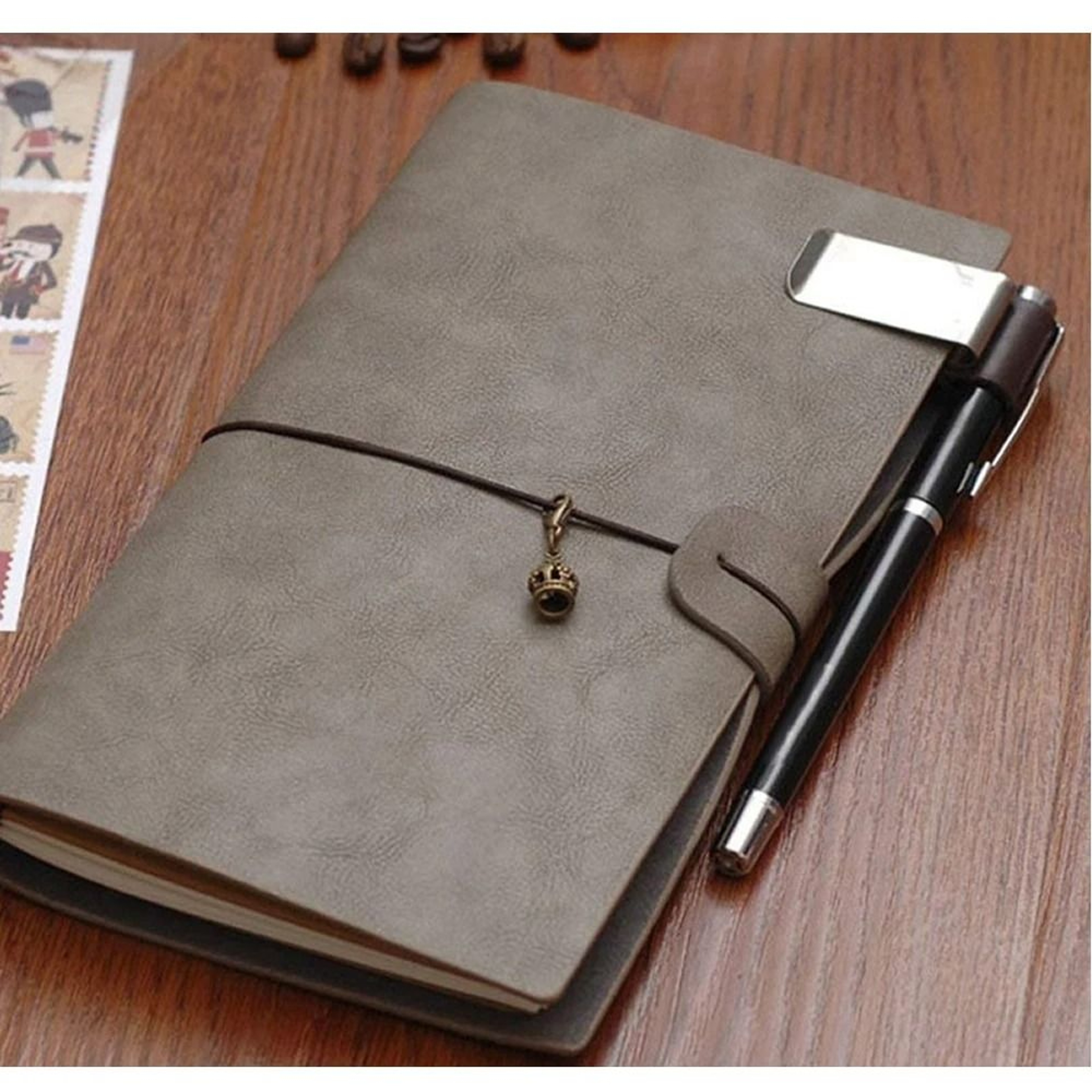 Retro Leather Pen Loop With Metal Security Clip  Vintage Journal Pencil Holder  Bookmark For Premiu 1