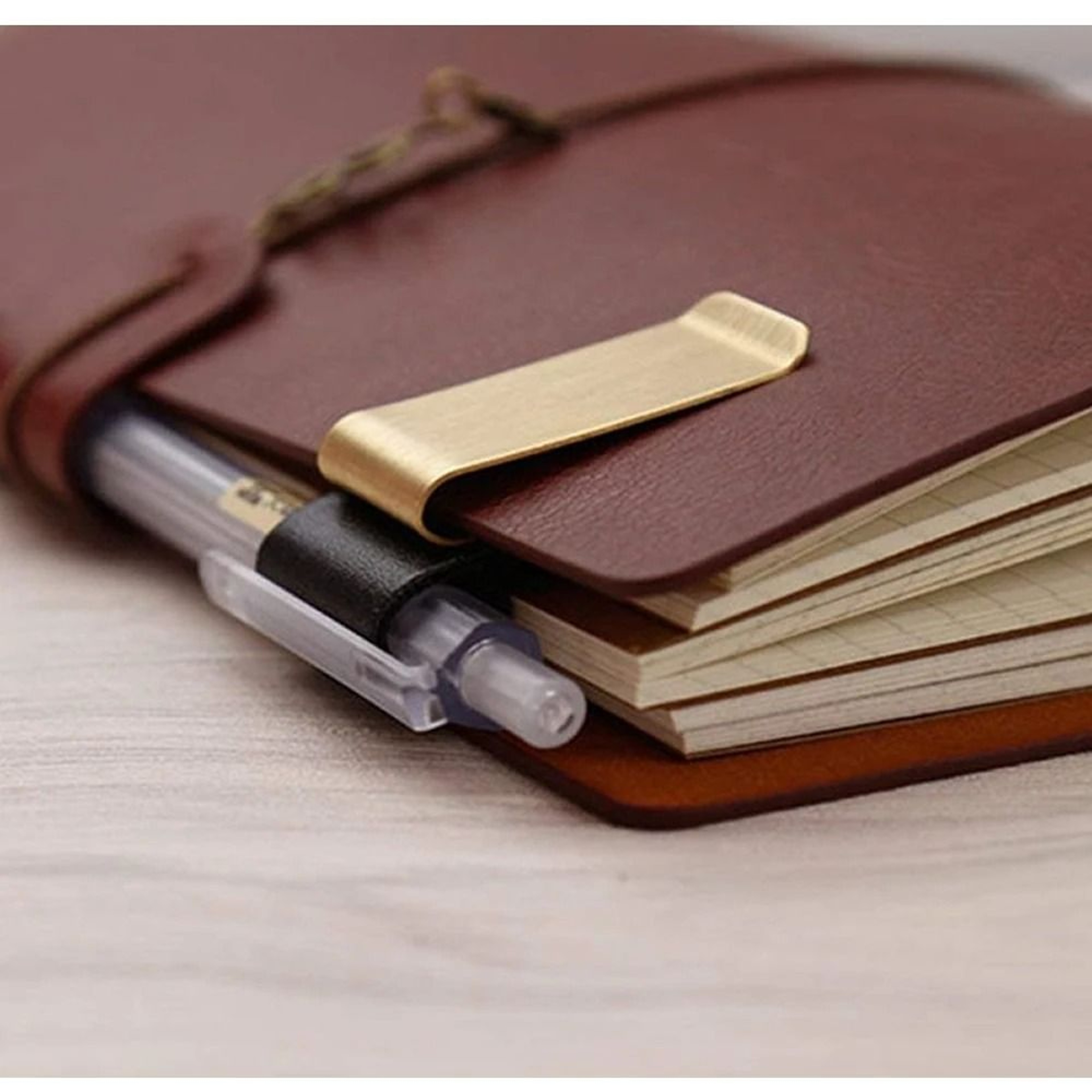 Retro Leather Pen Loop With Metal Security Clip  Vintage Journal Pencil Holder  Bookmark For Premiu 2