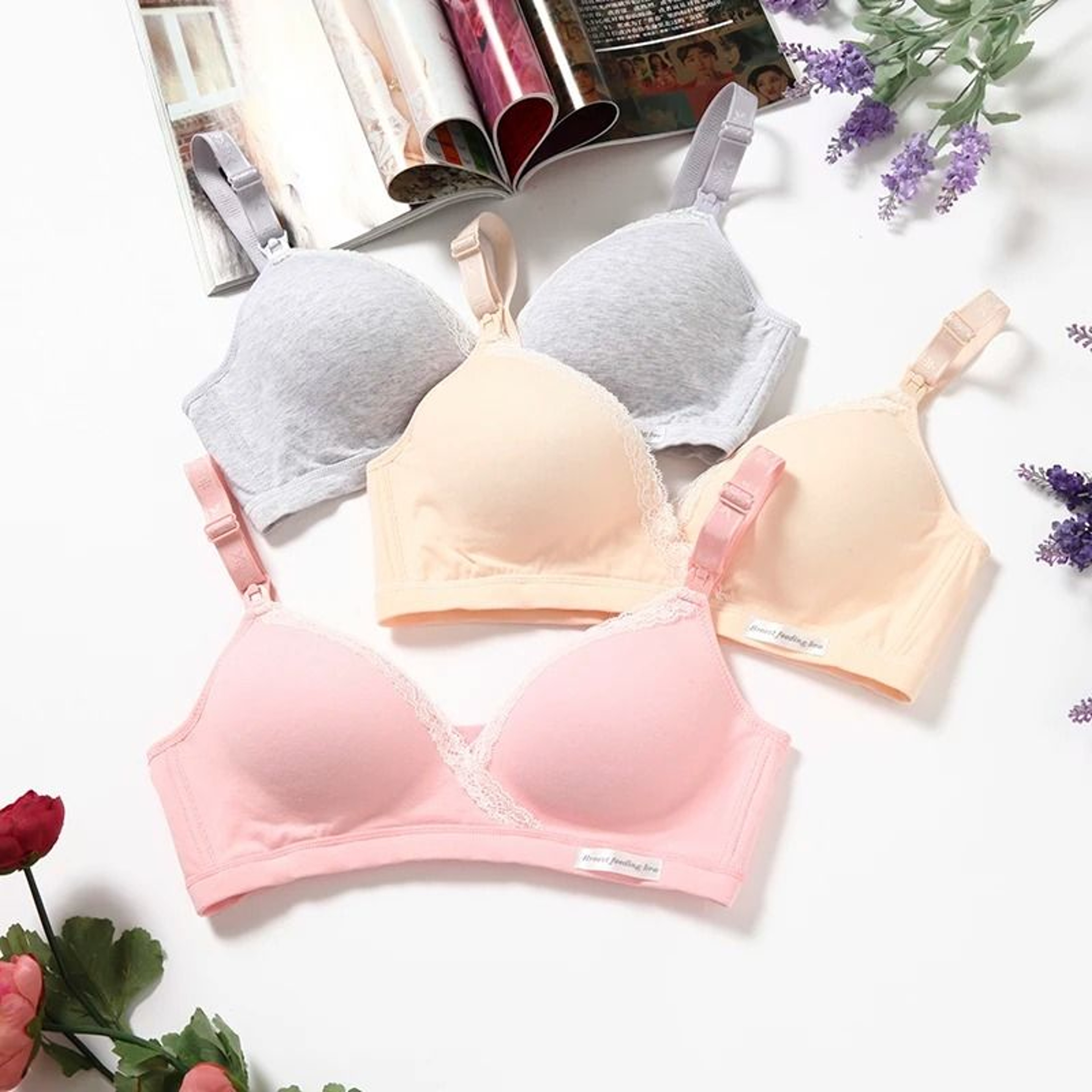Cotton WireFree Nursing  Maternity Bra  Breathable Breastfeeding Underwear For Pregnancy And Sleep 4