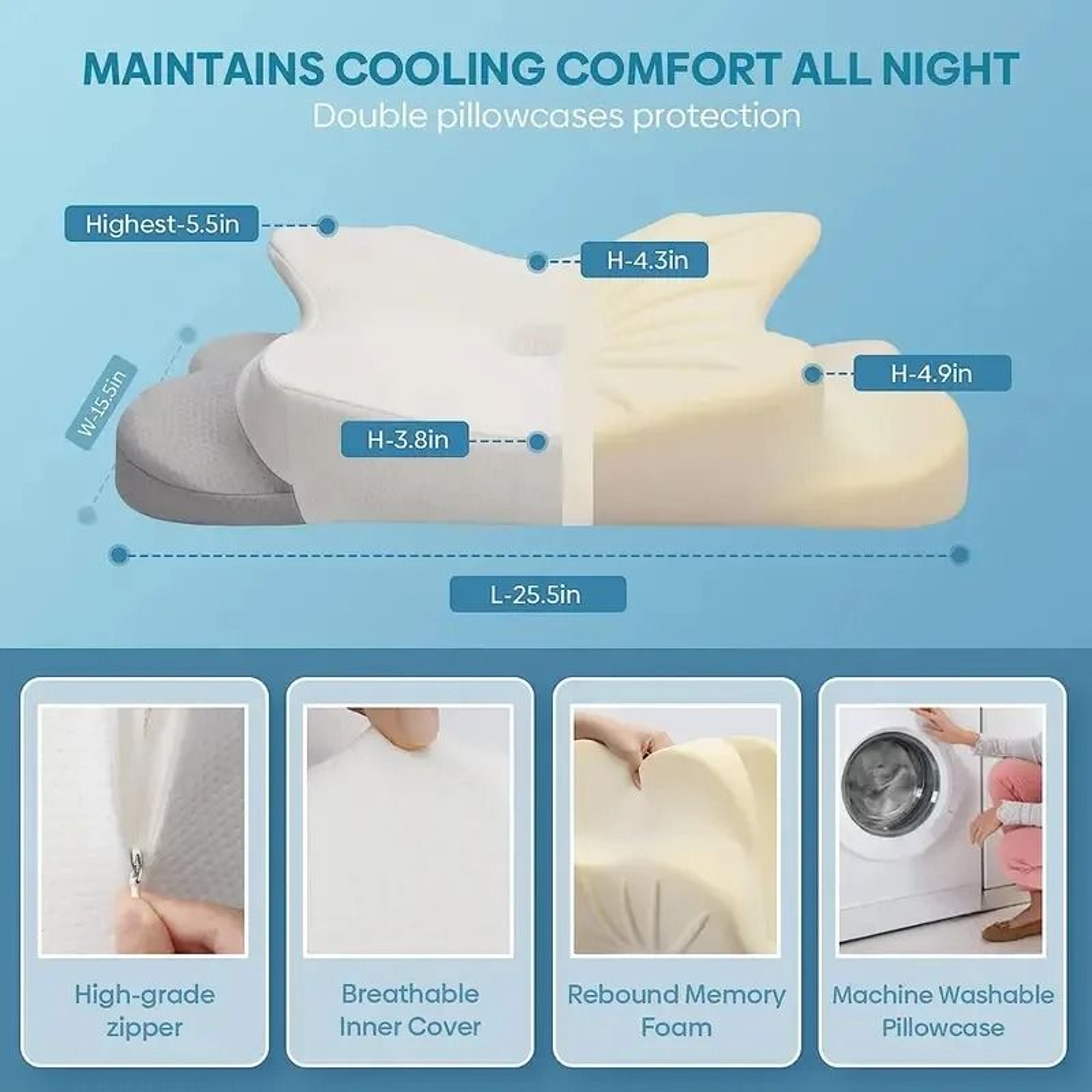 Odorless Orthopedic Memory Foam Pillow 4