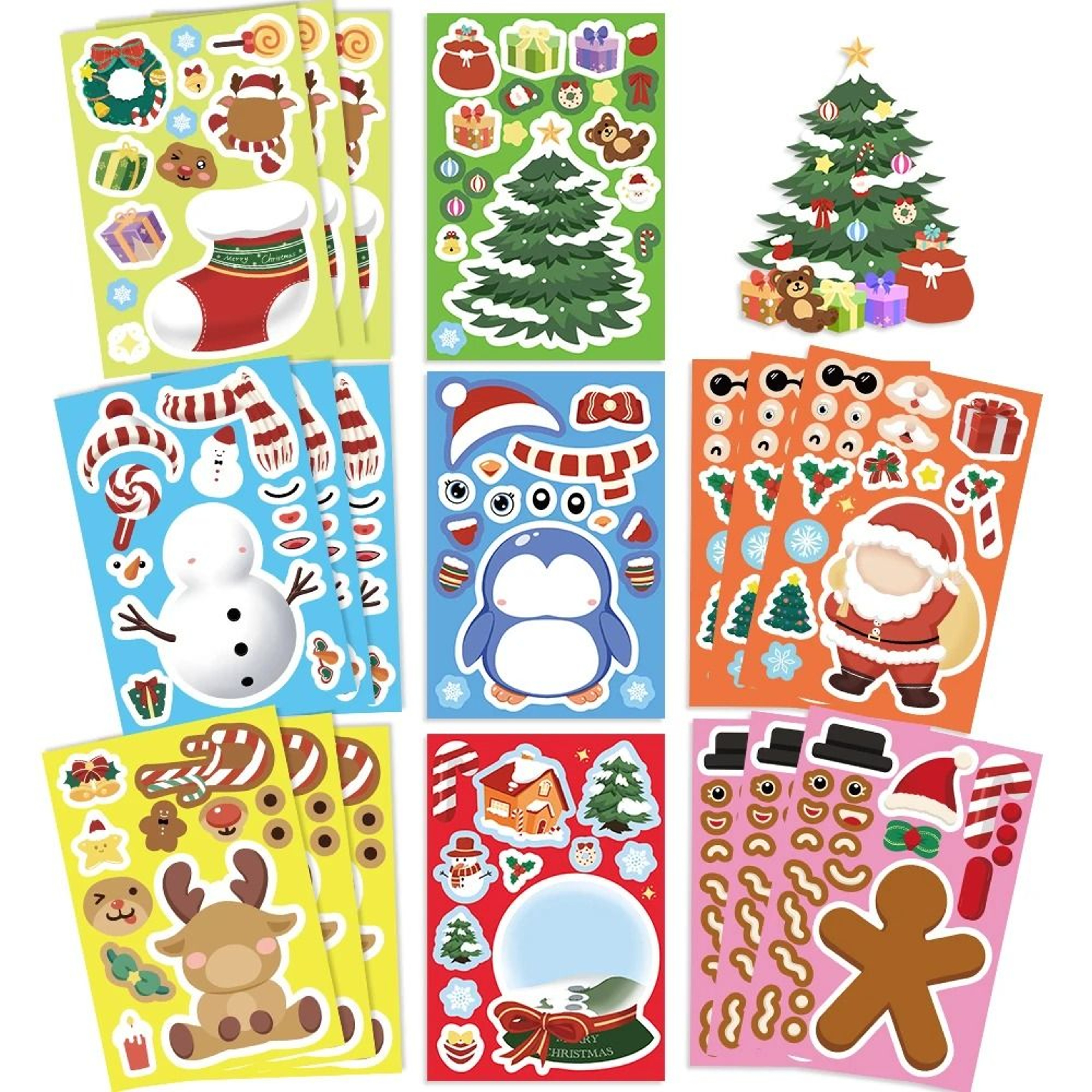 8Piece Christmas Snowman Make A Face Puzzle Stickers 0