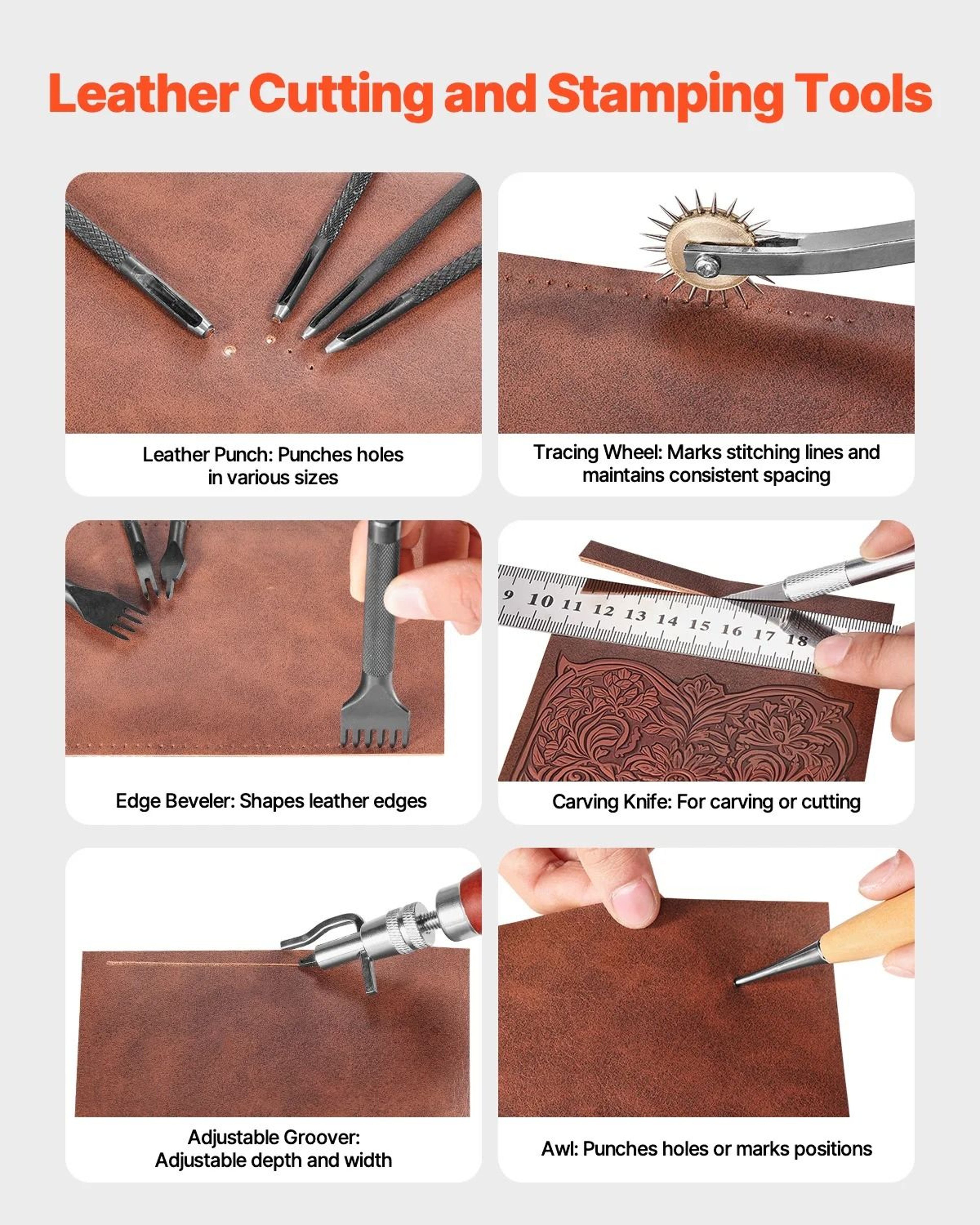 Professional Leather Working Tools Kit  Complete Crafting  Engraving Set 2